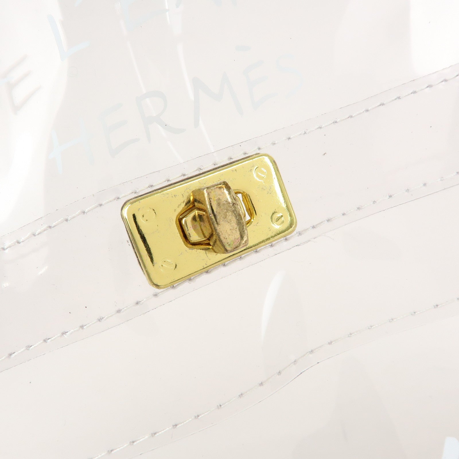 HERMES Vinyl Kelly Hand Bag Clear White