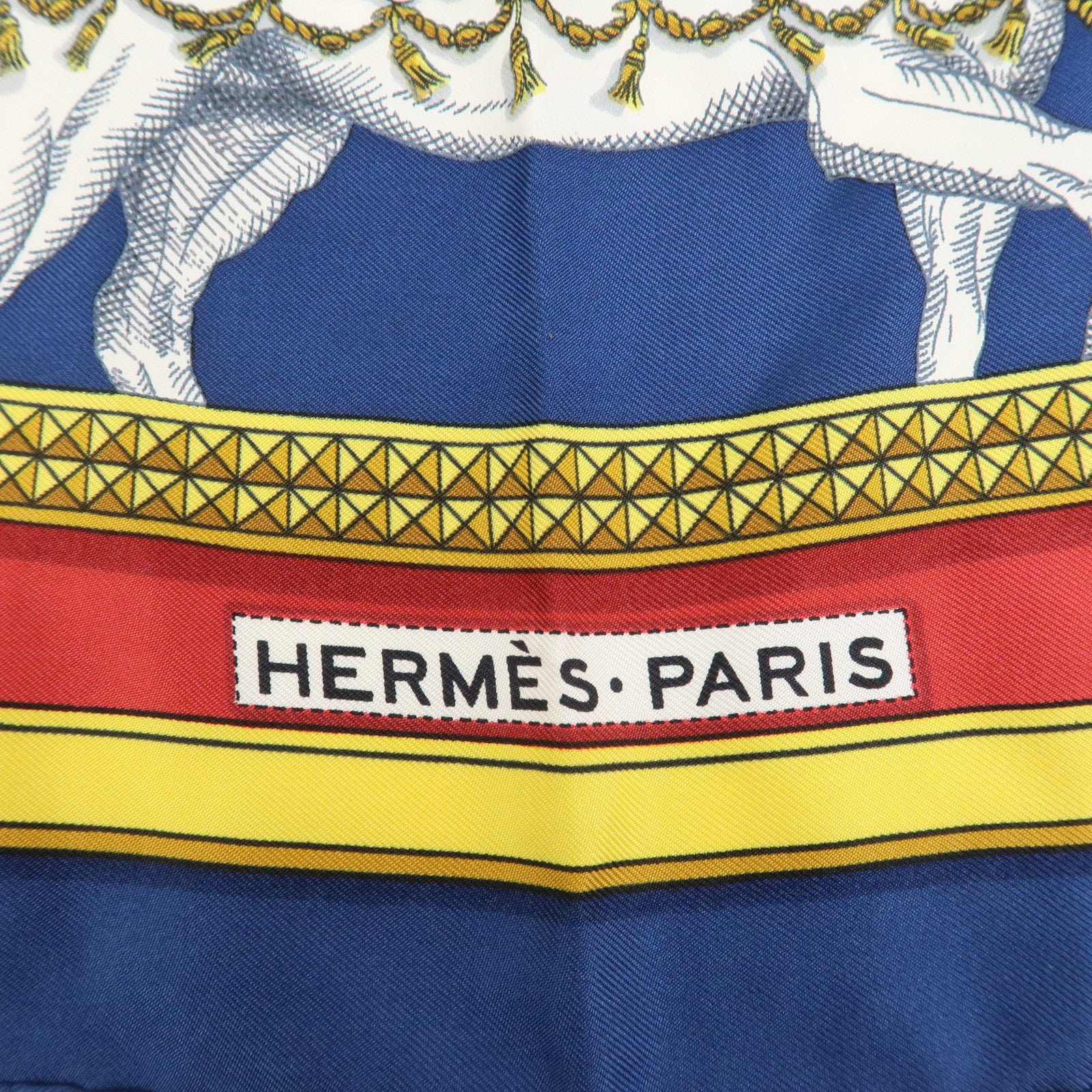 HERMES Carre 90 Silk 100% Scarf GRAND APPARAT Red Navy
