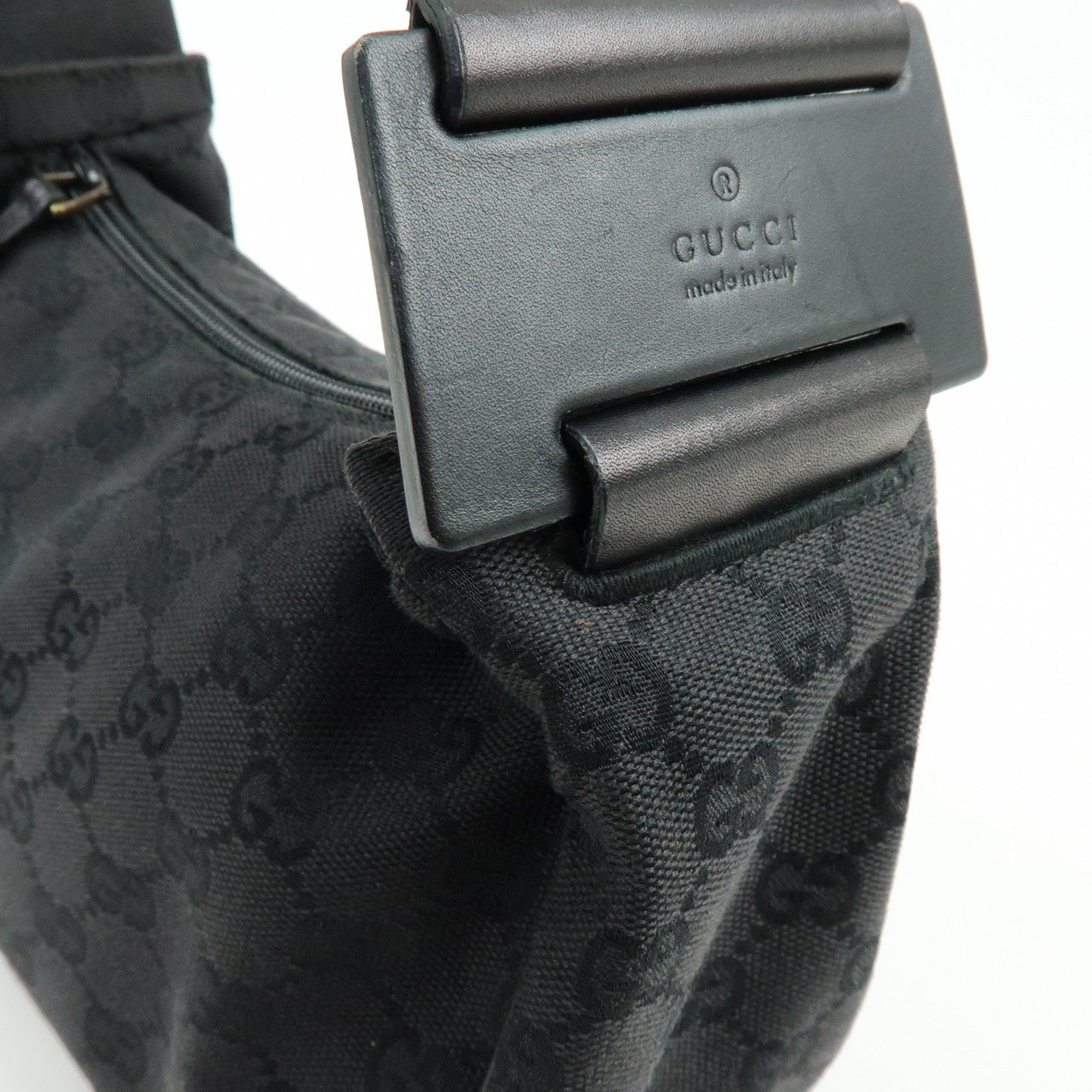 GUCCI GG Canvas Leather Shoulder Bag Hand Bag Black 92699