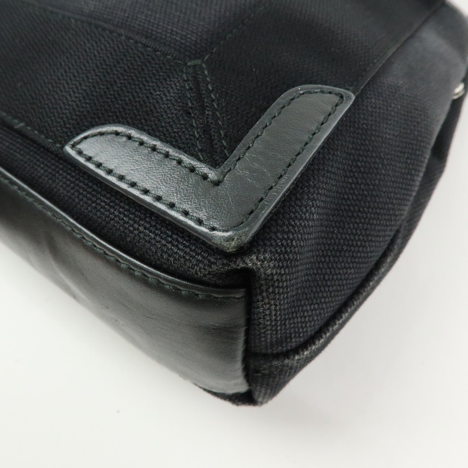 BALENCIAGA Navy Cabas XS Canvas Leather 2Way Bag Black 390346