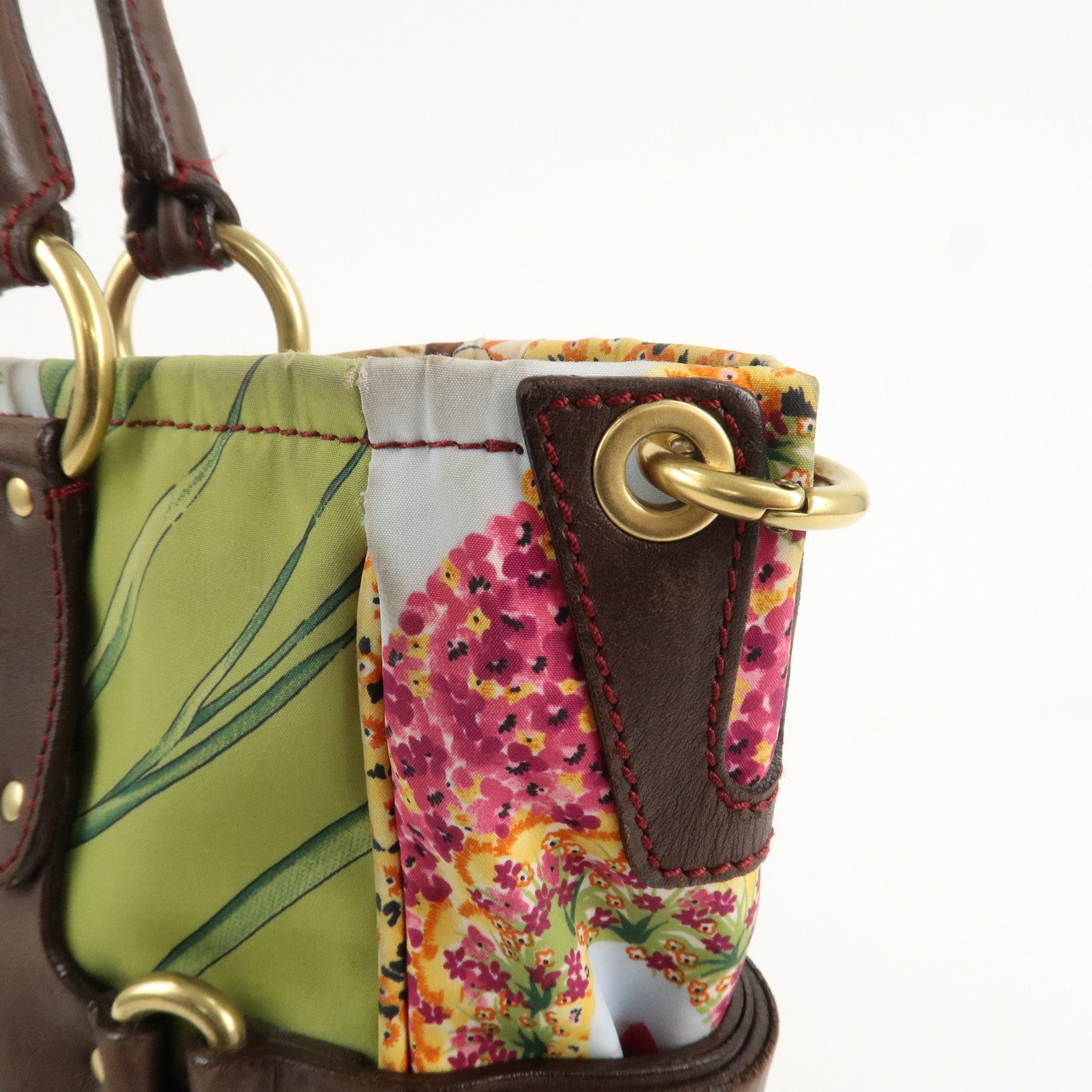 Ferragamo Gancini Leather Nylon Shoulder Bag Tote Bag Multicolor