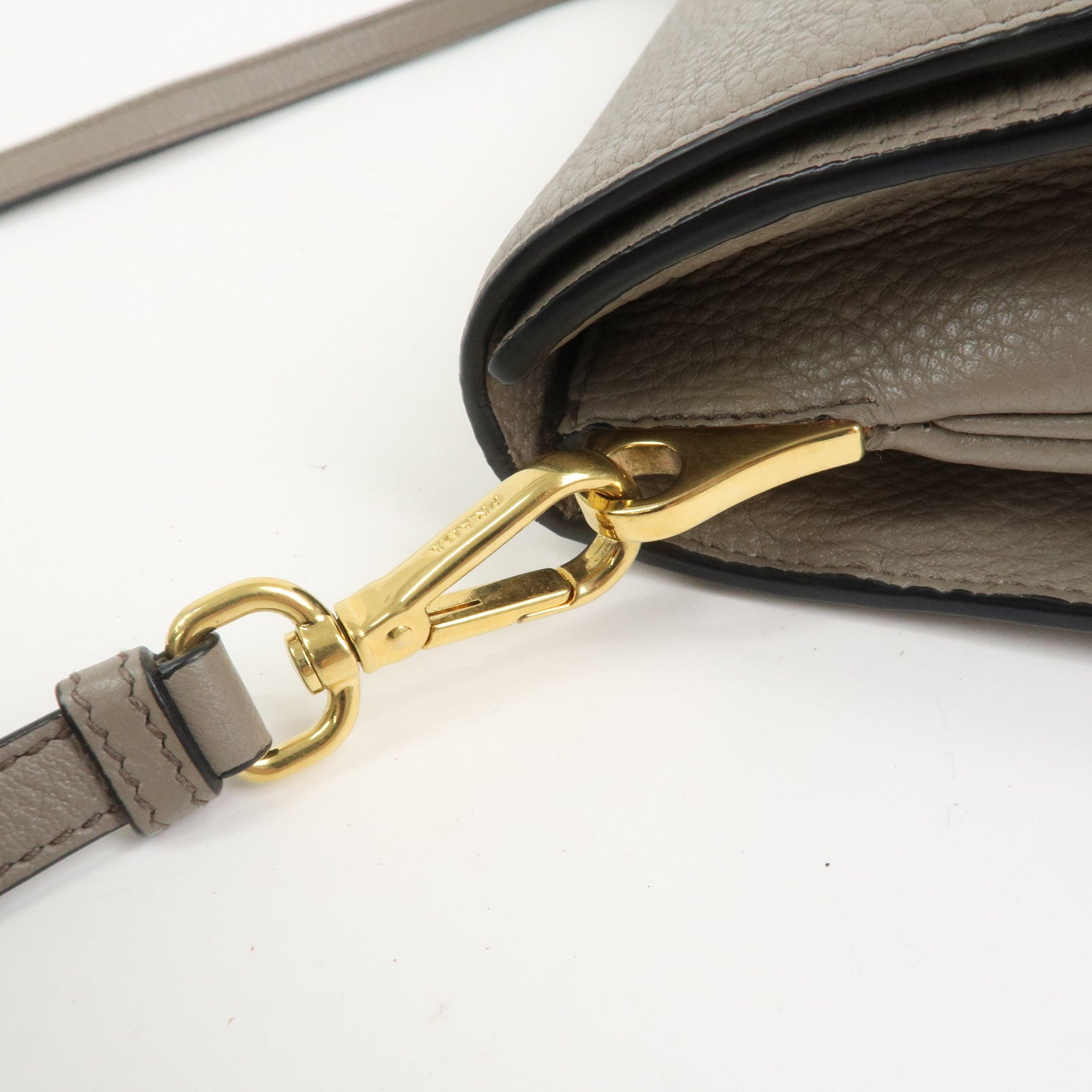 PRADA Leather Shoulder Bag Crossbody Bag Gray 1BH031