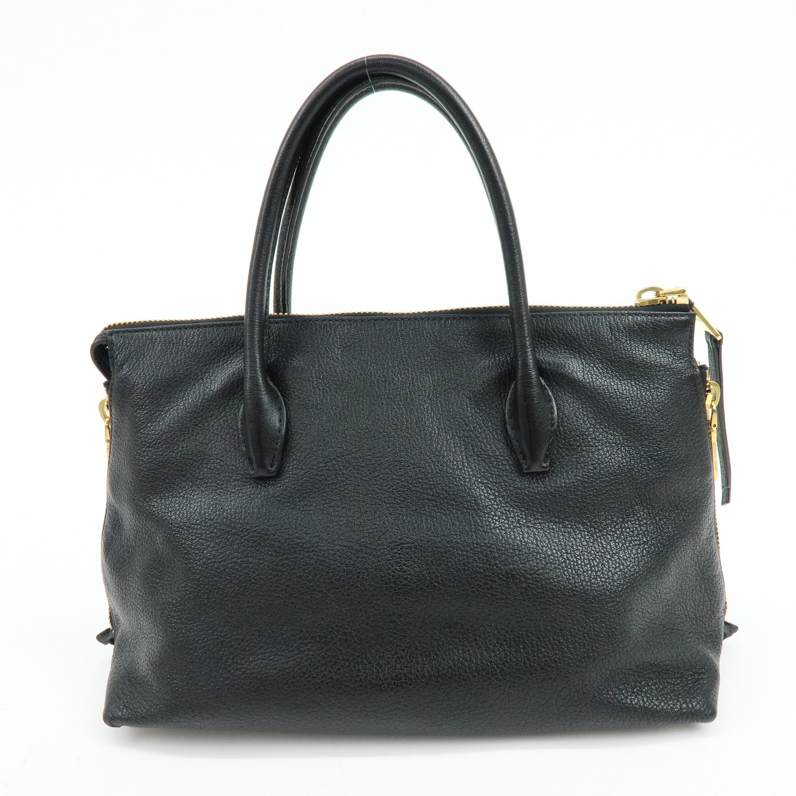 MIU MIU Leather 2Way Bag Hand Bag Shoulder Crossbody Bag Black