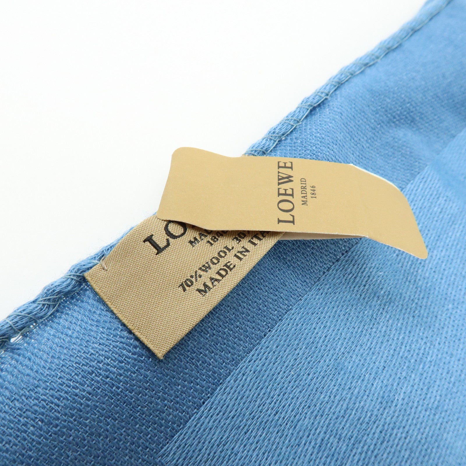LOEWE Anagram Wool Silk 32×184 Scarf Blue