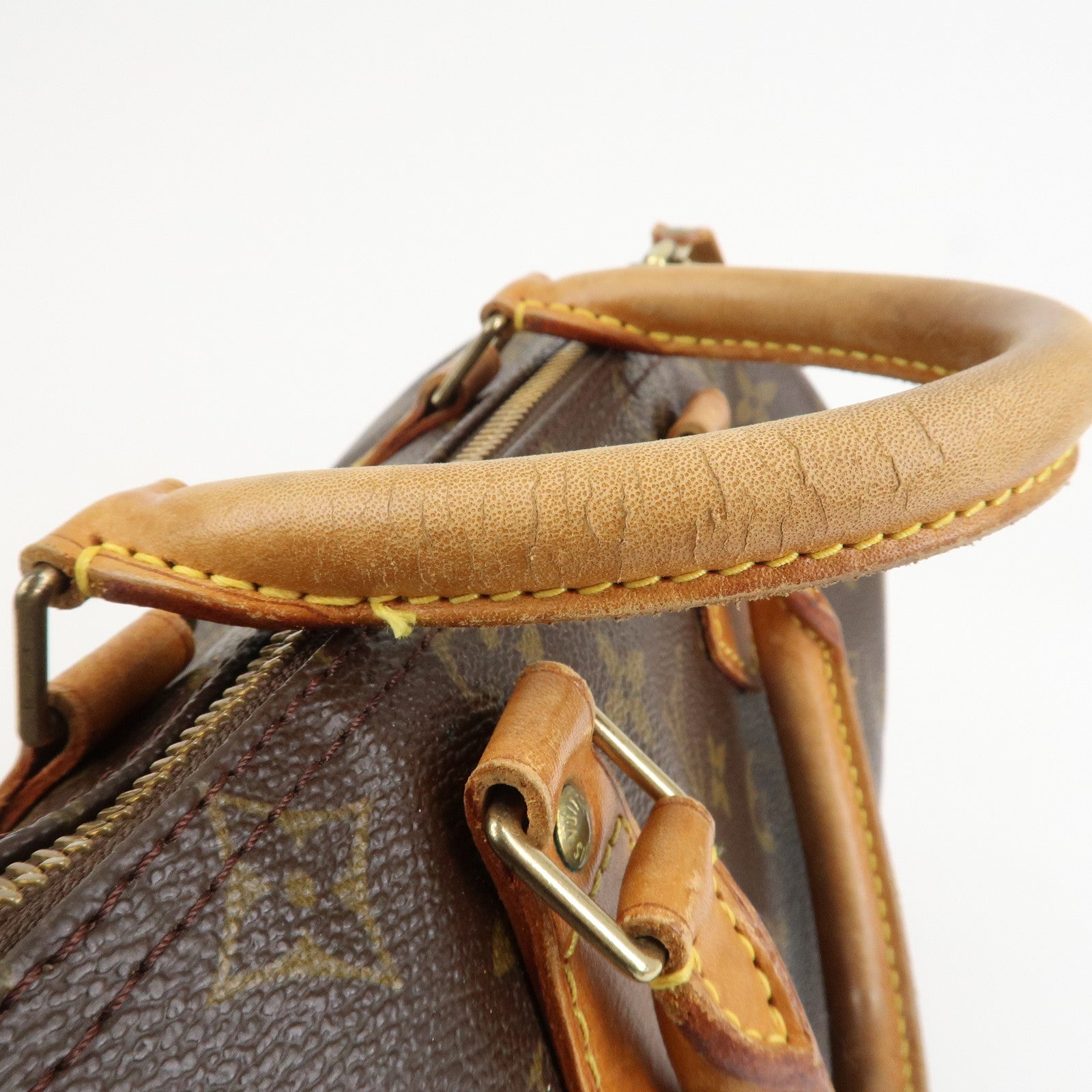 Louis Vuitton Monogram Canvas Leather Speedy 25 Boston Bag M41528