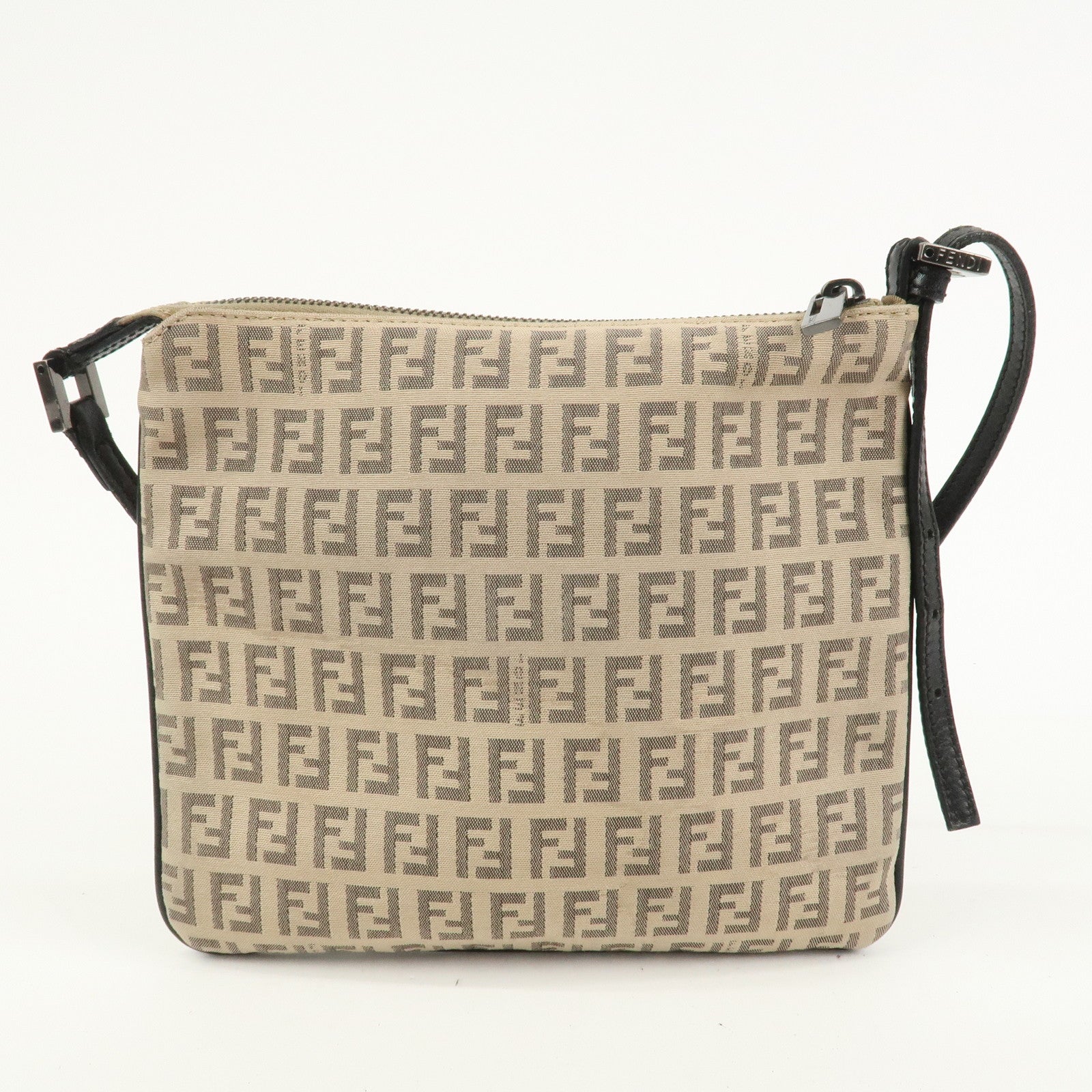 FENDI Zucchino Canvas Leather Shoulder Bag Crossbody Bag 8BT047