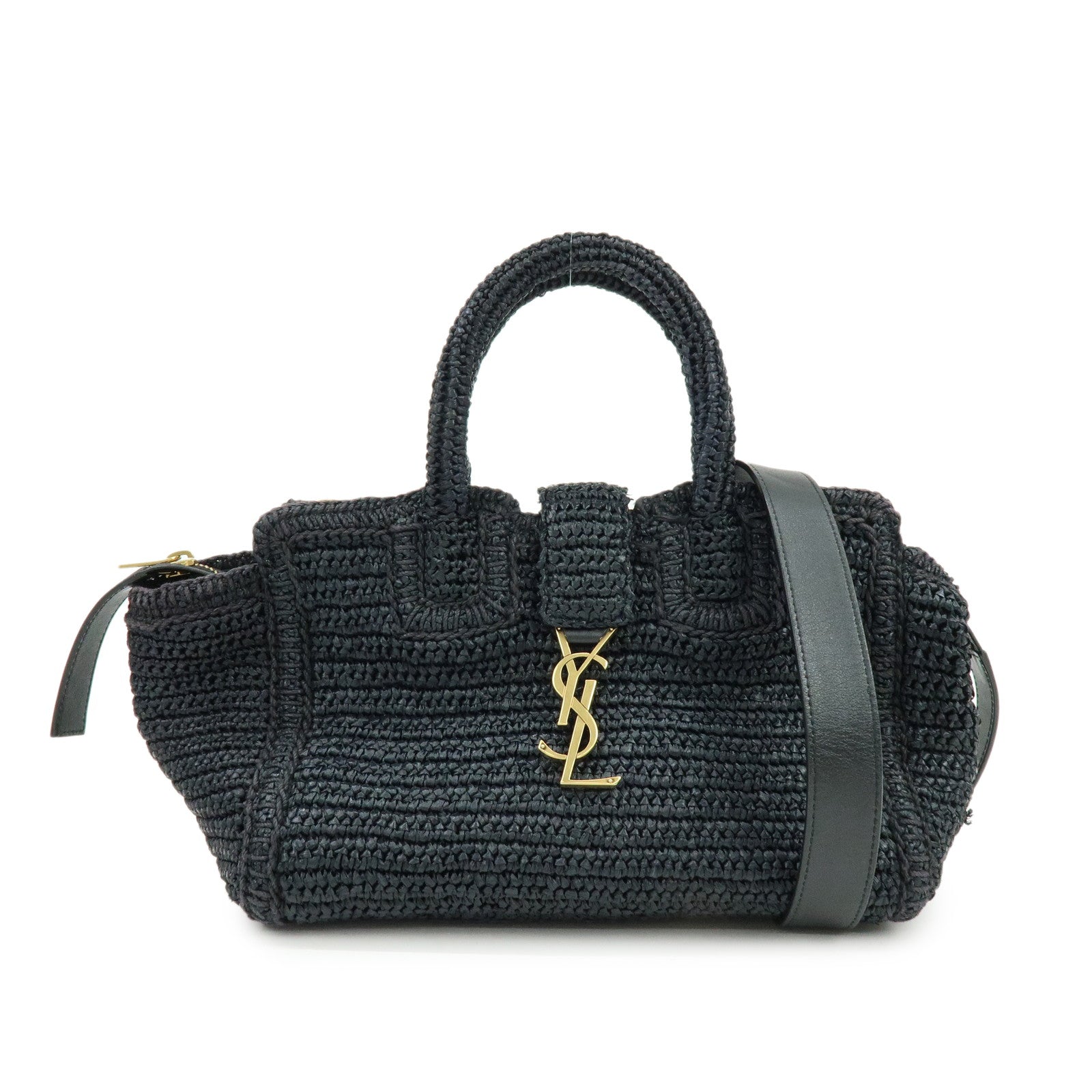 SAINT LAURENT PARIS Baby Downtown Cabas Raffia 2Way Hand Bag 436834