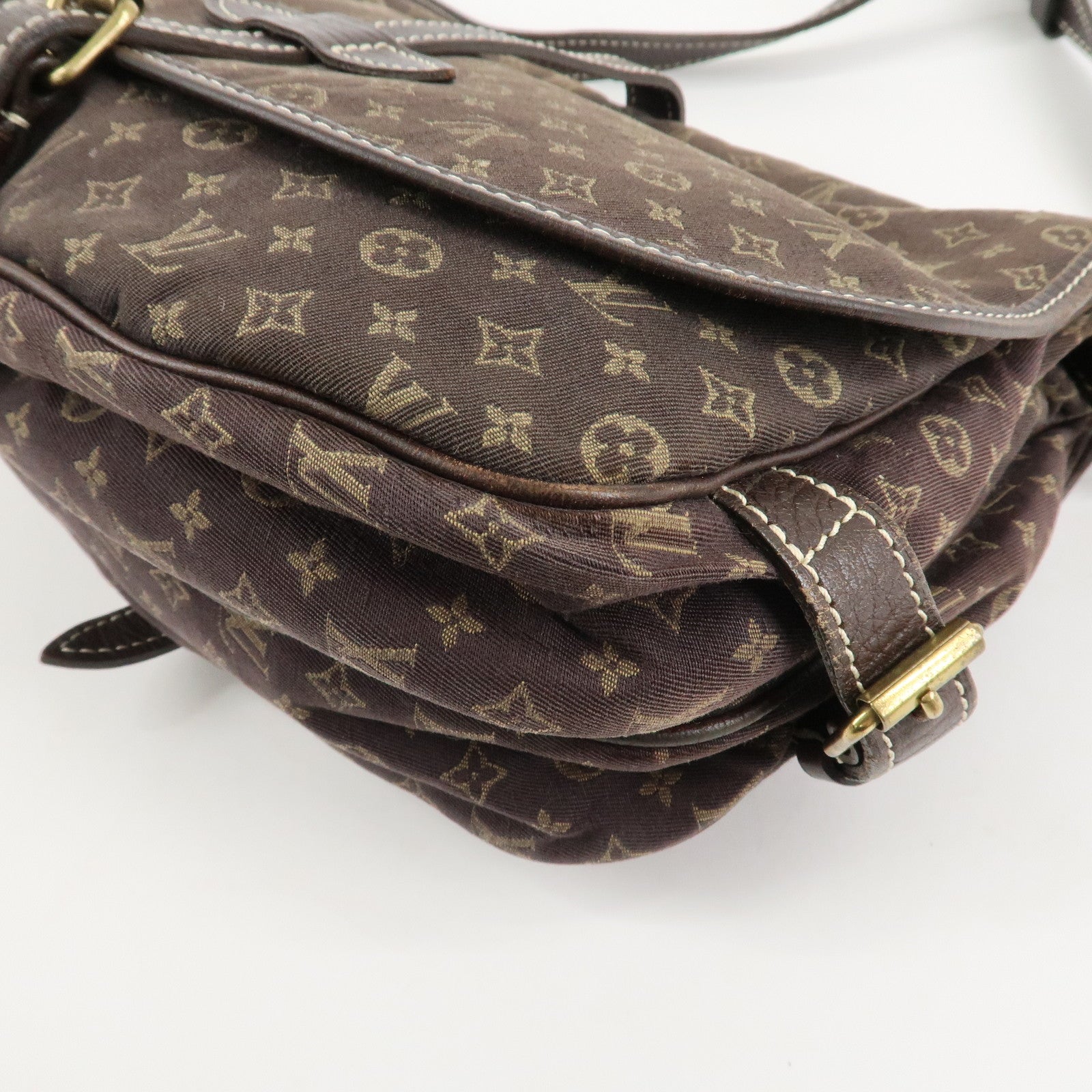 Louis Vuitton Monogram Mini Lin Saumur 30 Shoulder Bag Brown M95227 Used