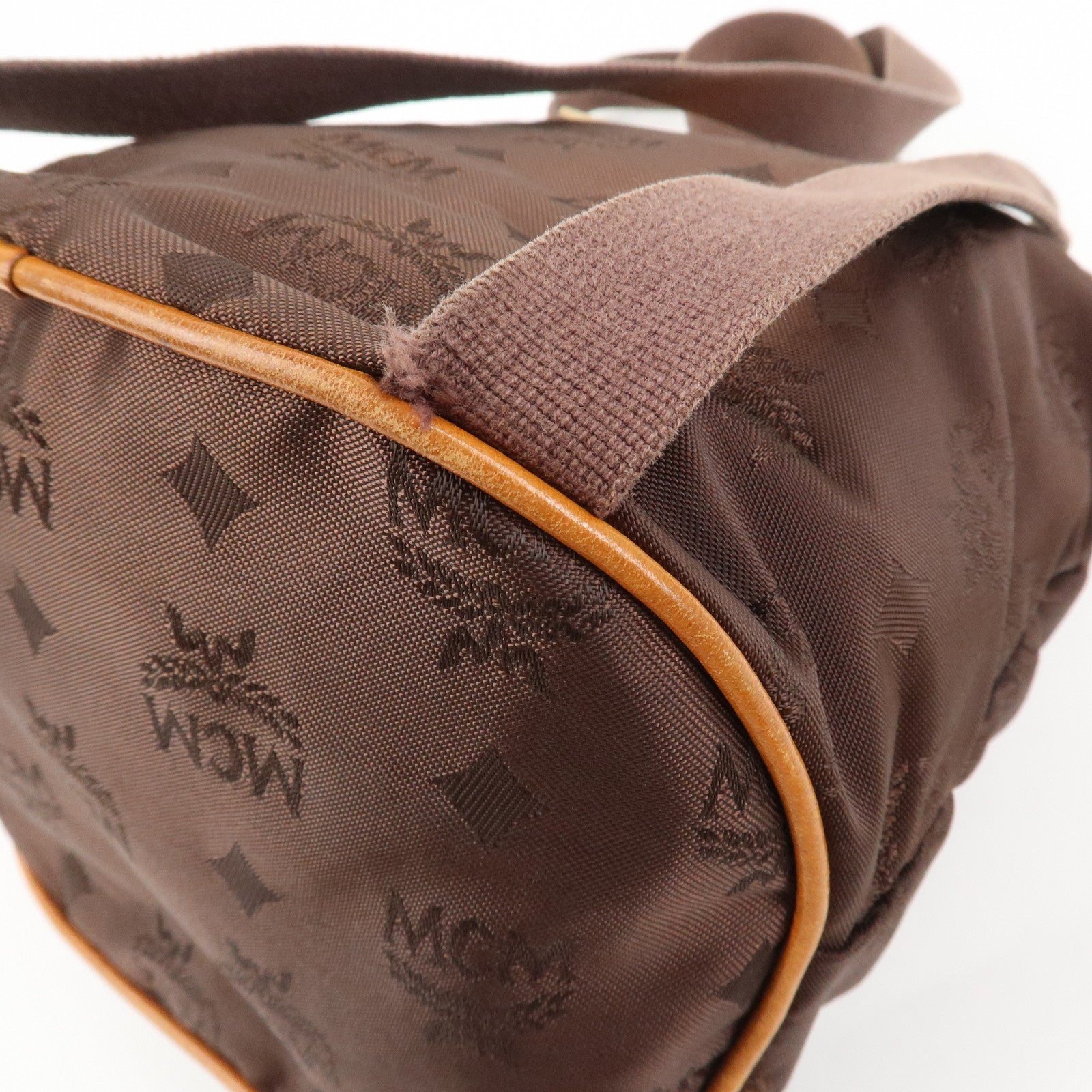 MCM Visetos Nylon Leather Backpack Rucksack Brown