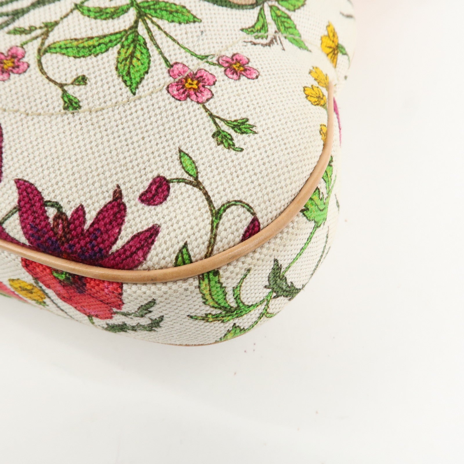 GUCCI New Jackie Flora Canvas Leather Shoulder Bag Multicolor Used