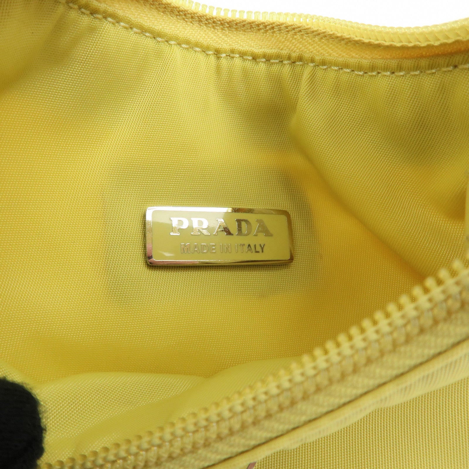PRADA Triangle Logo Nylon Mini Hand Bag Pouch Yellow
