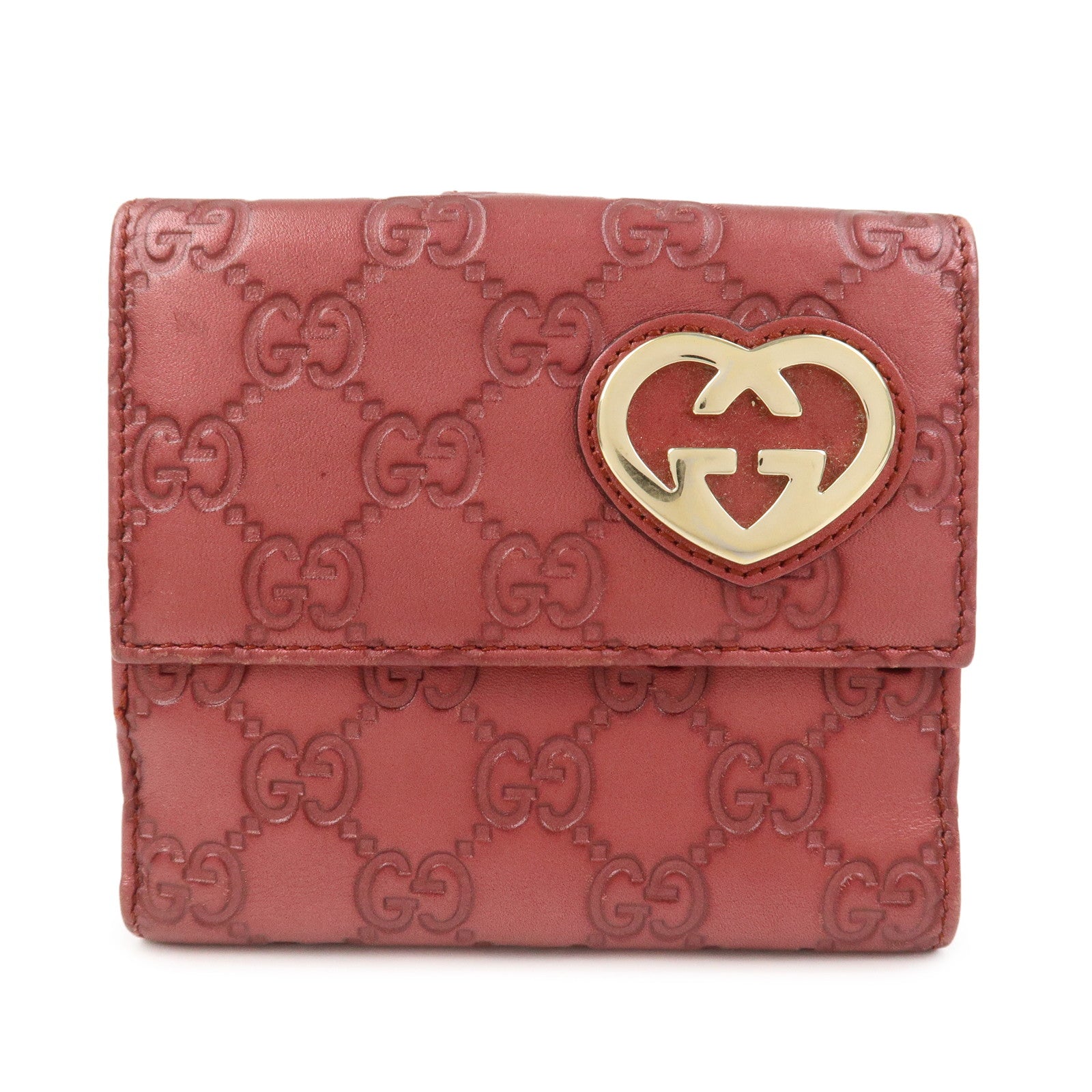 GUCCI Lovely Heart Guccissima W Hook Bi-fold Compact Wallet  245727