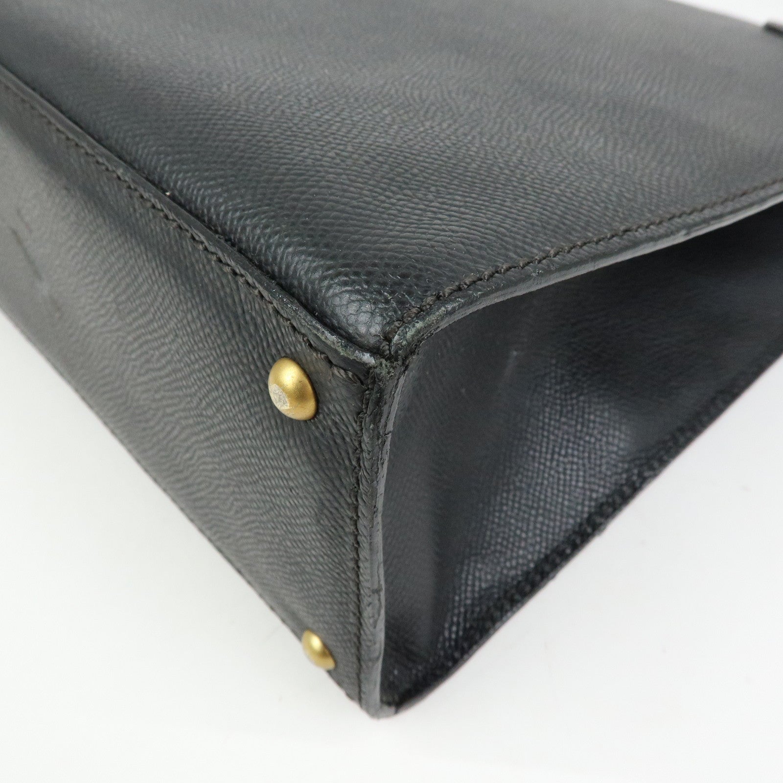 CHANEL Logo Calf Leather Tote Bag Shoulder Bag Hand Bag Black