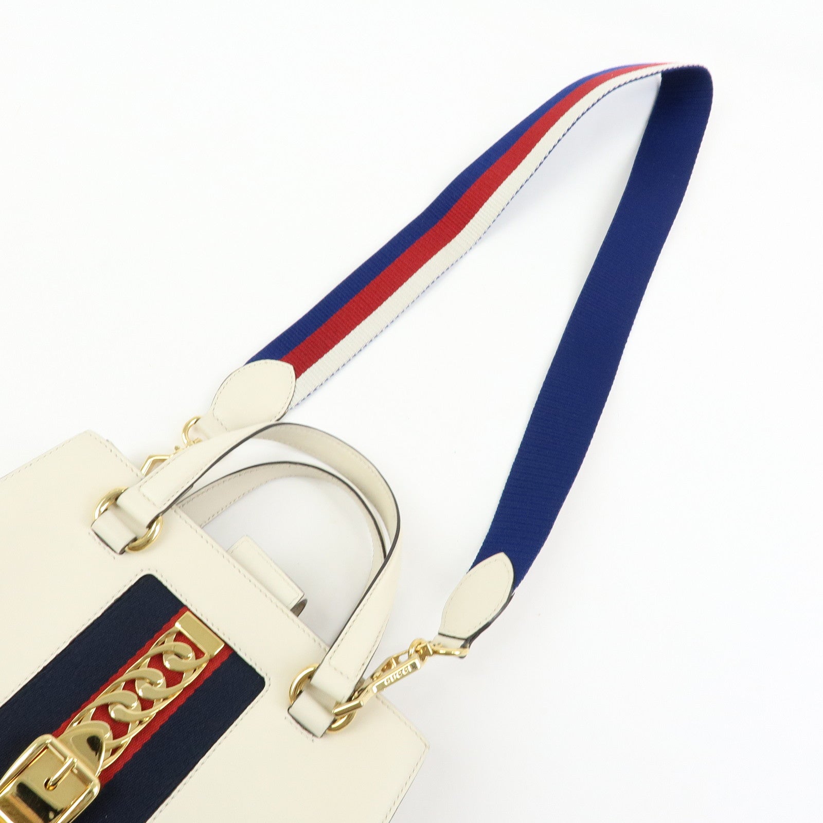 GUCCI Sylvie Sherry Leather 2Way Bag Hand Shoulder Bag White 460381