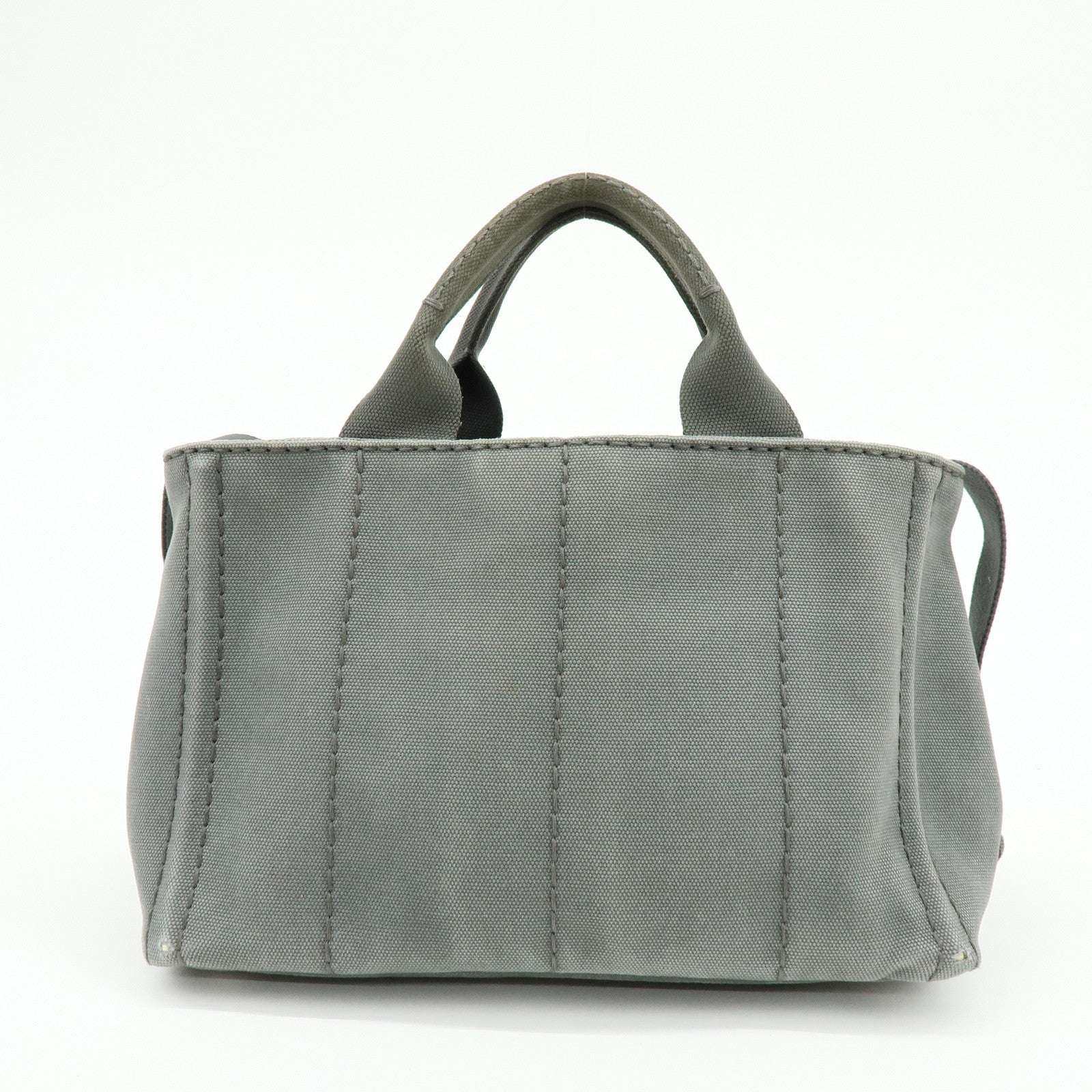 PRADA Canapa Mini Canvas 2Way Bag Hand Shoulder Bag Gray 1BG439