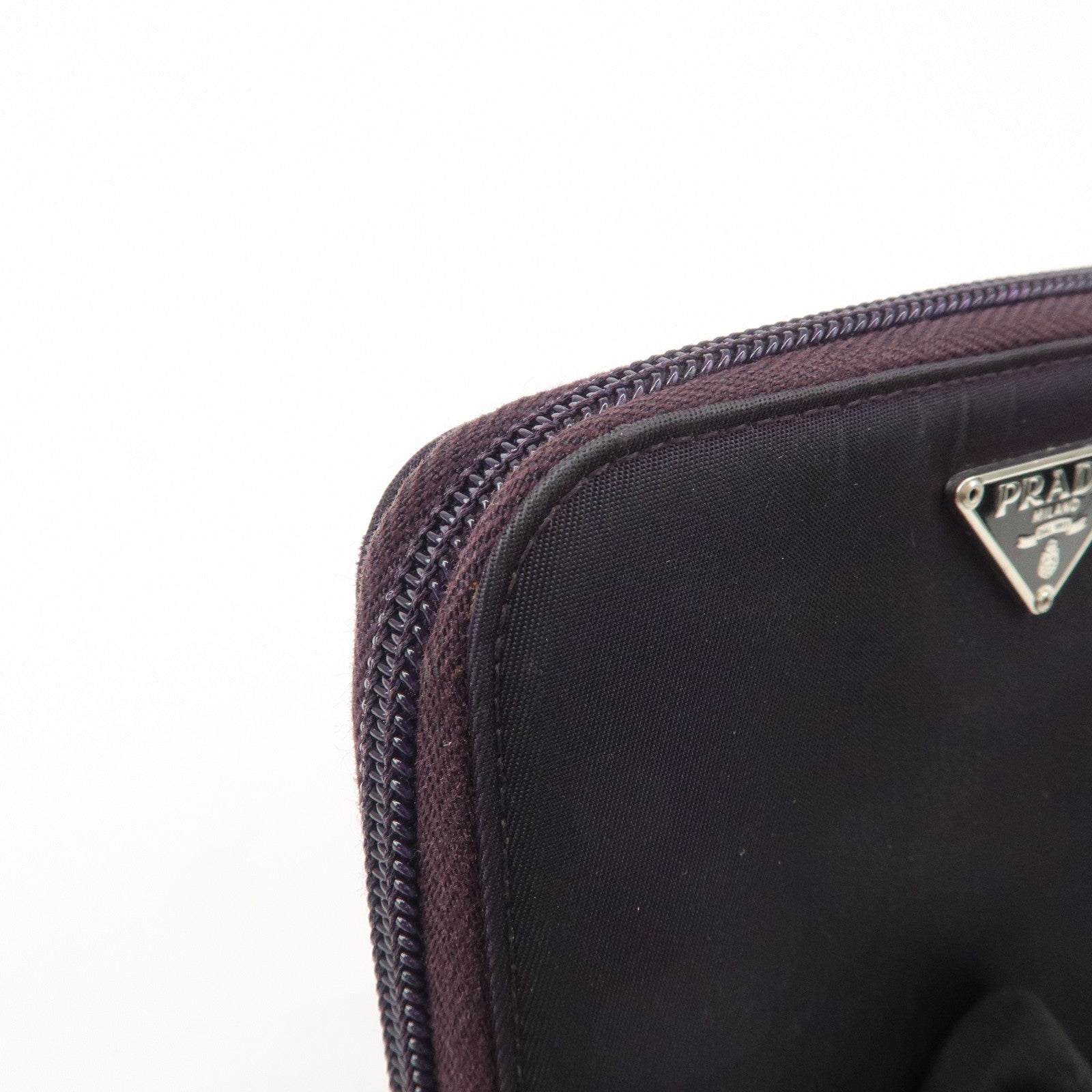 PRADA Nylon Bi-fold Round Zippy Compact Wallet Black