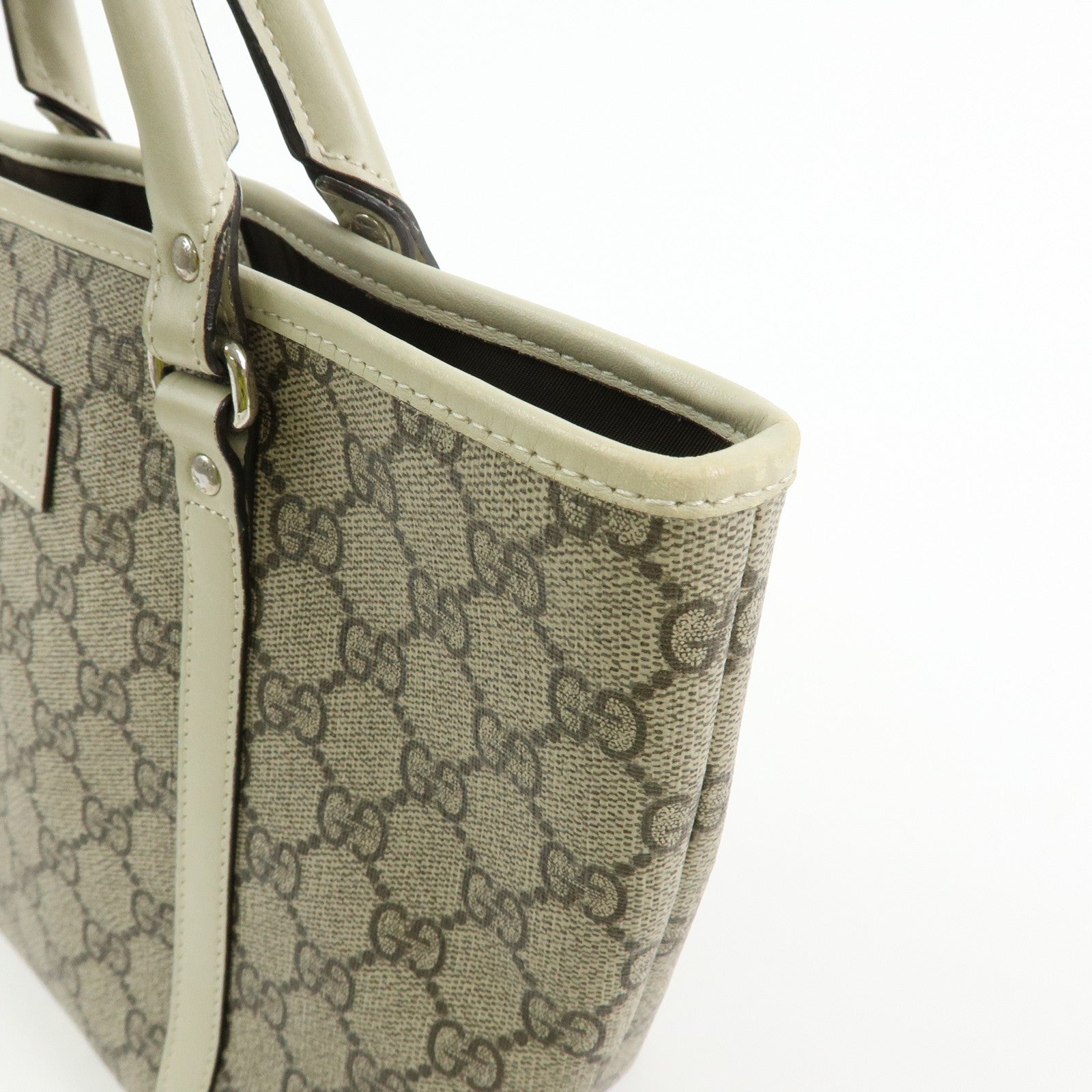 GUCCI GG Supreme Leather Tote Bag Hand Bag Beige 297557