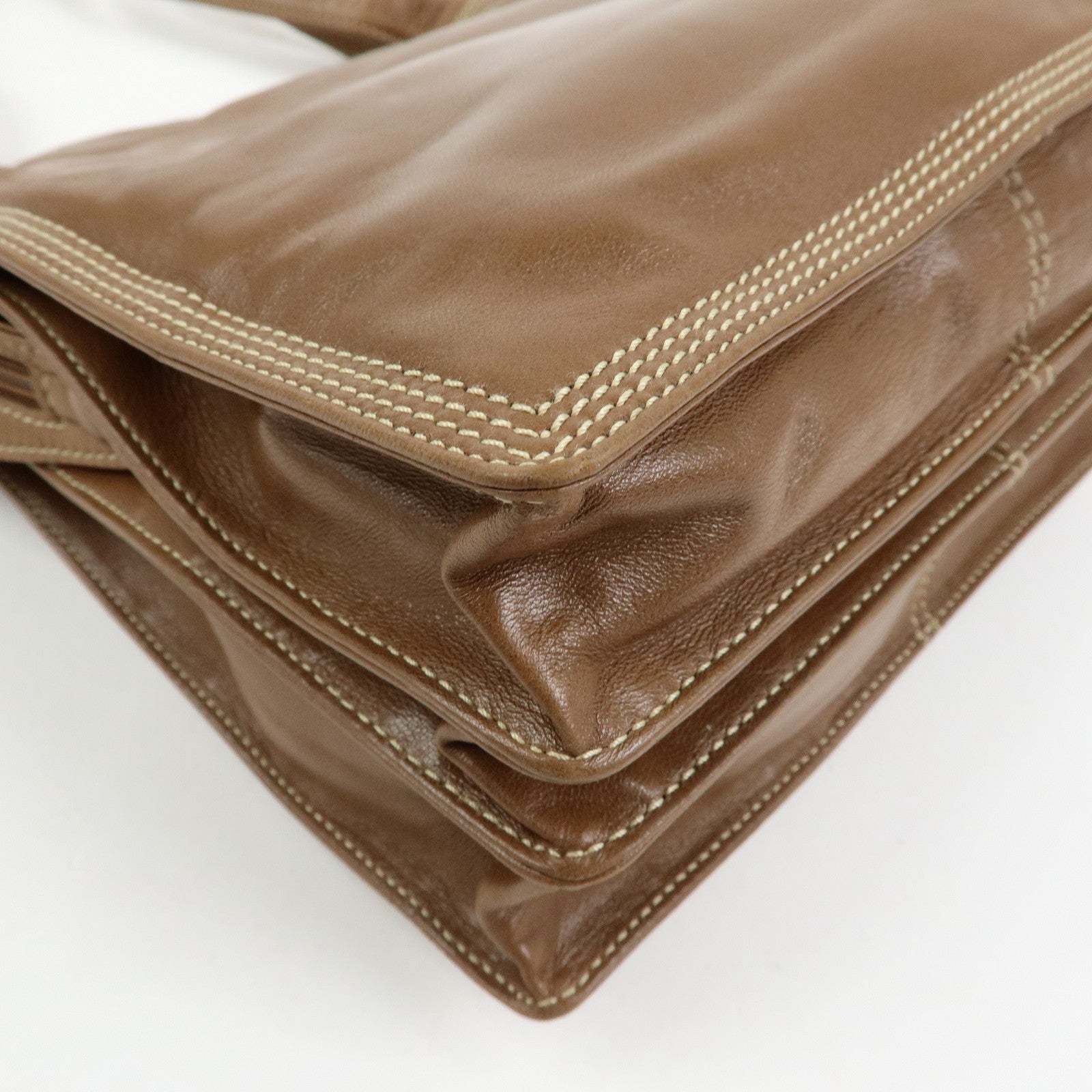 LOEWE Anagram Nappa Leather Shoulder Bag Hand Bag Brown