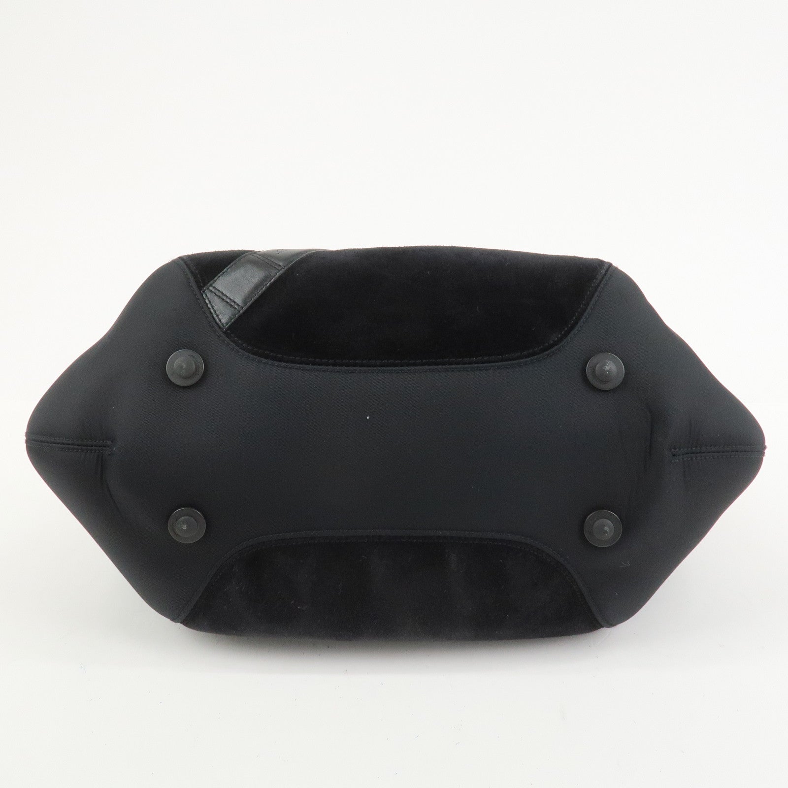 Ferragamo Gancini Suede Nylon Leather Shoulder Bag Hand Bag Black