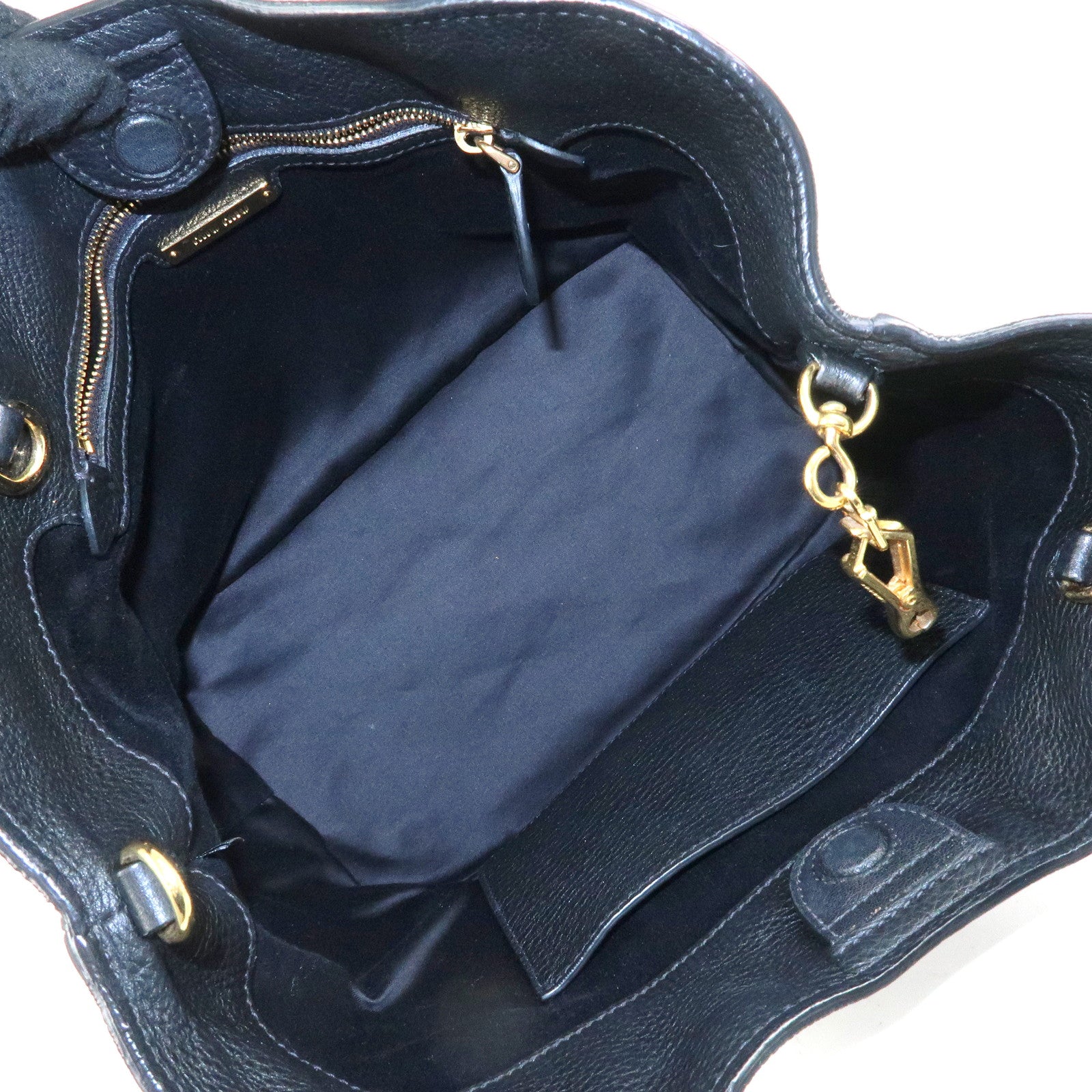 MIU MIU Madras Leather 2Way Bag Hand Bag Shoulder Bag Black 5BE886
