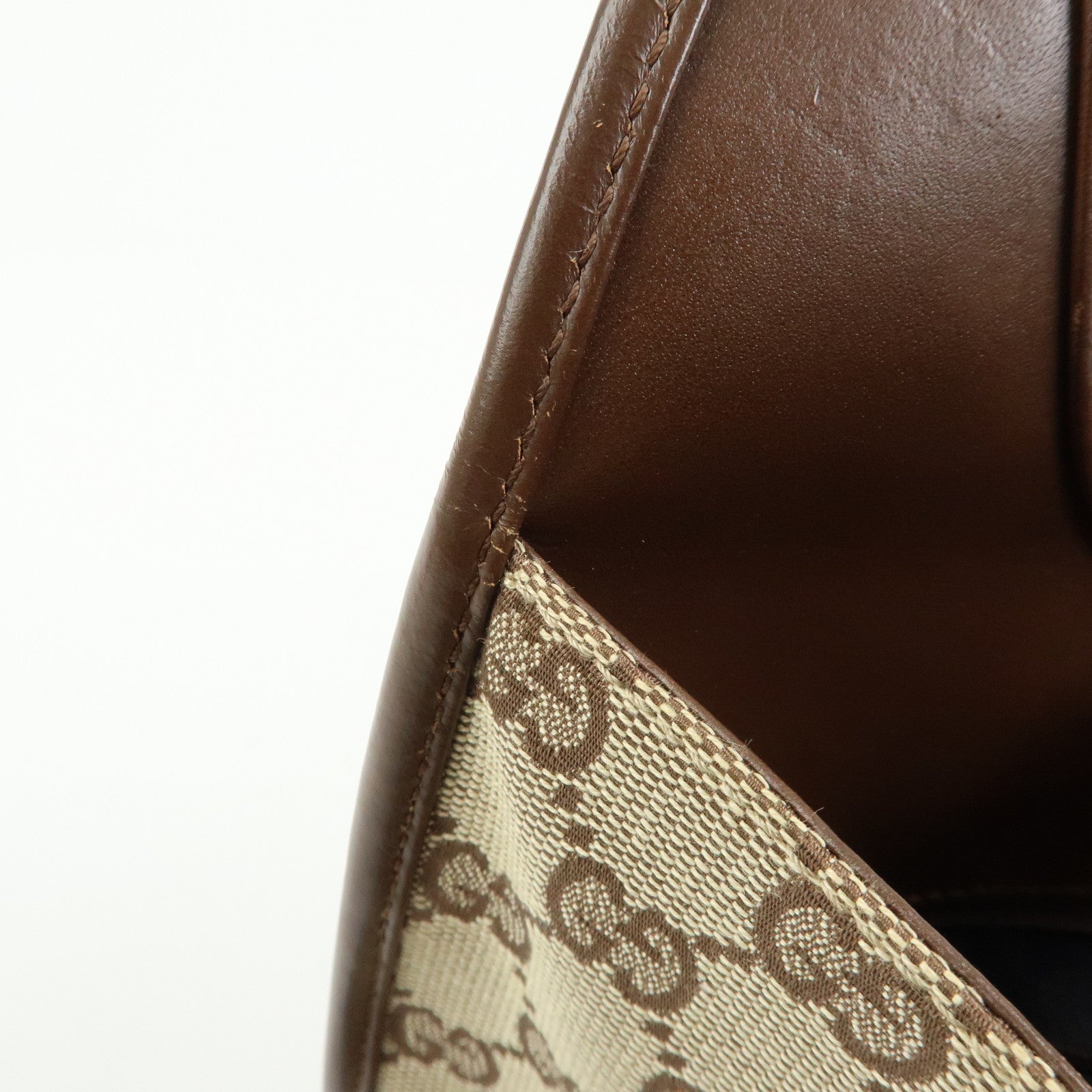 GUCCI Jackie GG Canvas Leather Shoulder Bag Beige Brown 01719