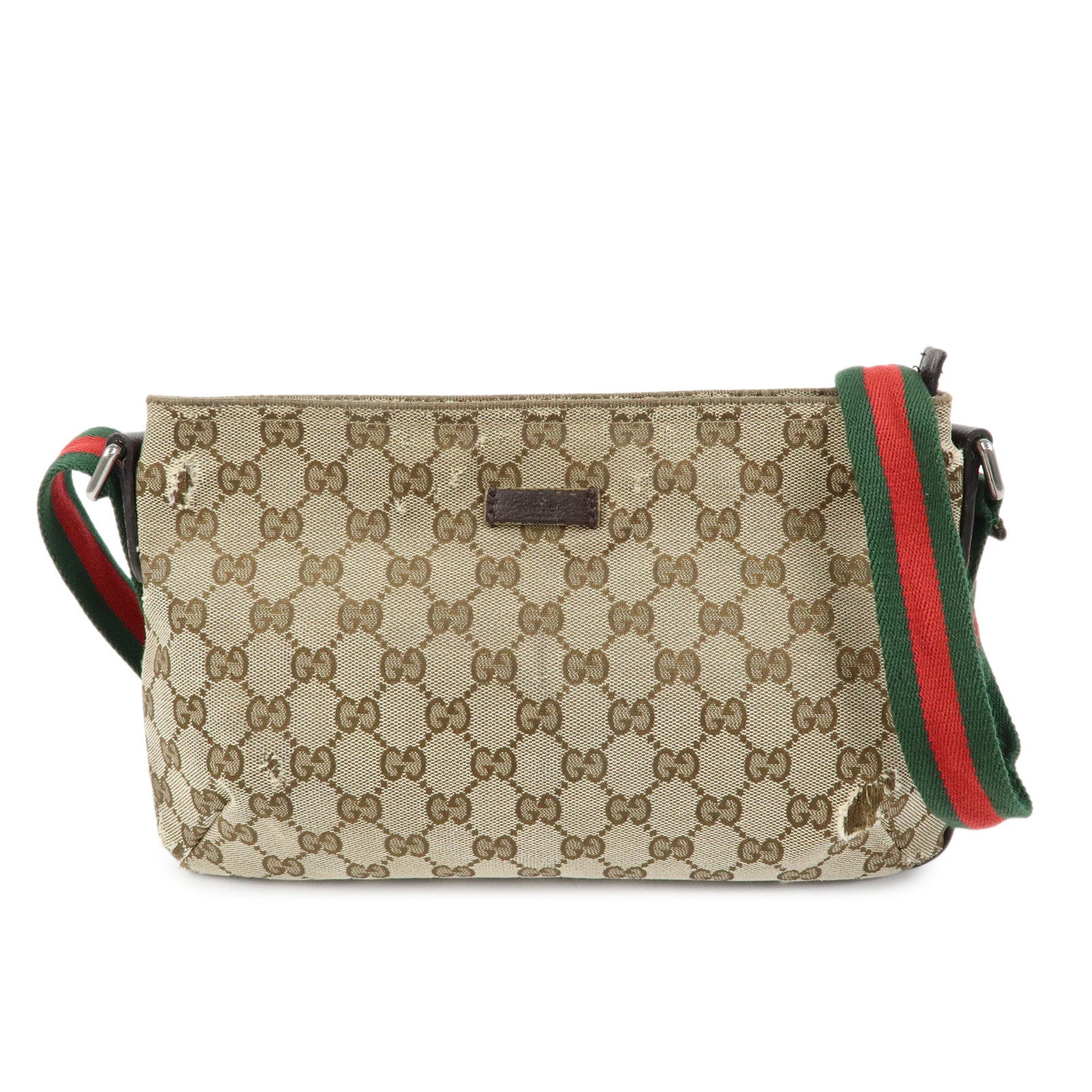 GUCCI Sherry GG Canvas Leather Shoulder Crossbody Bag Beige 189749