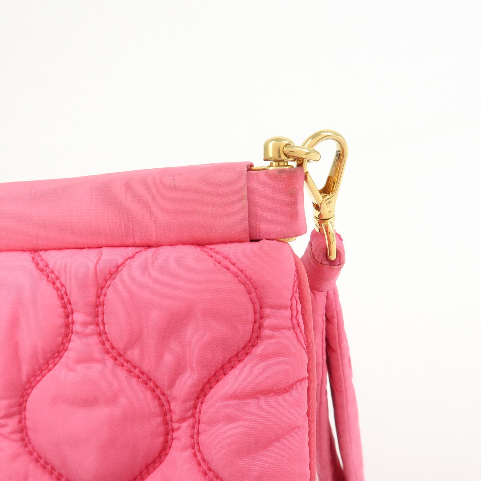 MIU MIU Nylon Clutch Bag Wristlet Bag Pink 5N1851