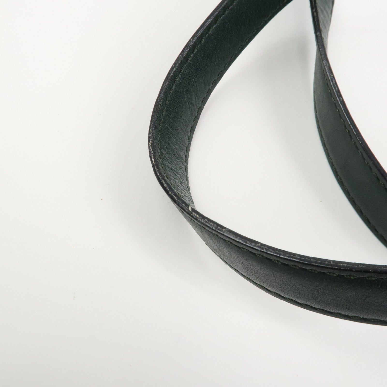 CELINE C Macadam Canvas Leather Tote Bag Shoulder Bag Dark Green