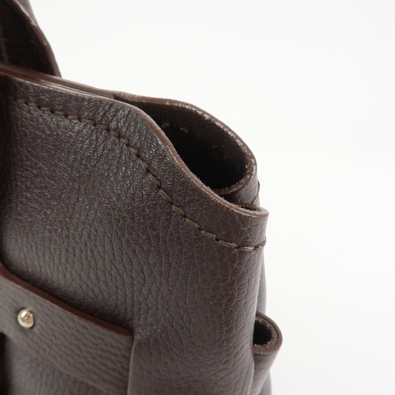 Ferragamo Logo Leather Tote Bag Shoulder Bag Brown