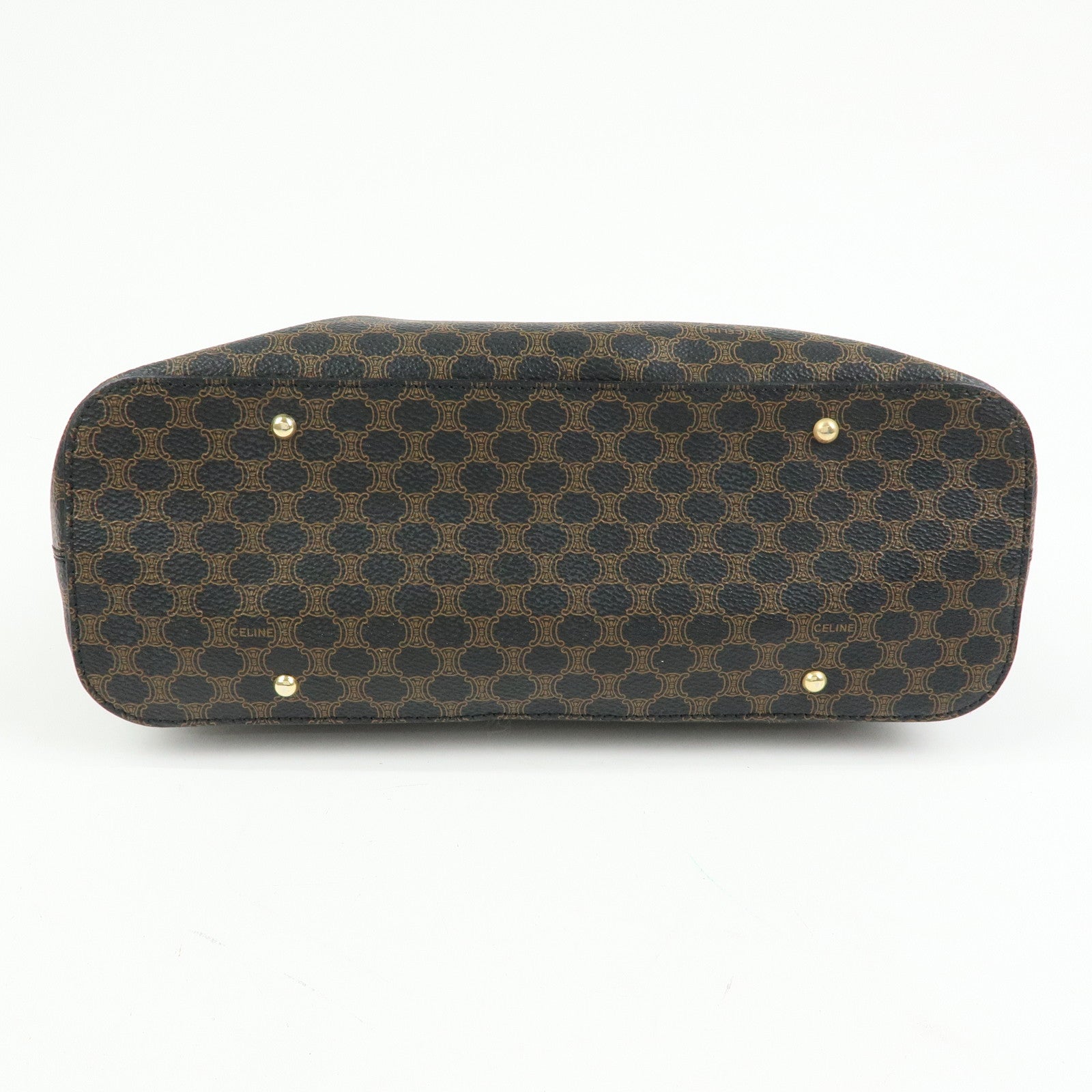 CELINE Macadam PVC Leather Shoulder Bag Black Brown