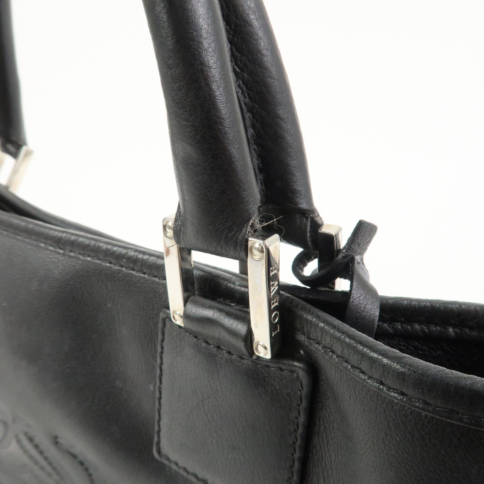 LOEWE Anagram Leather Tote Bag Hand Bag Black