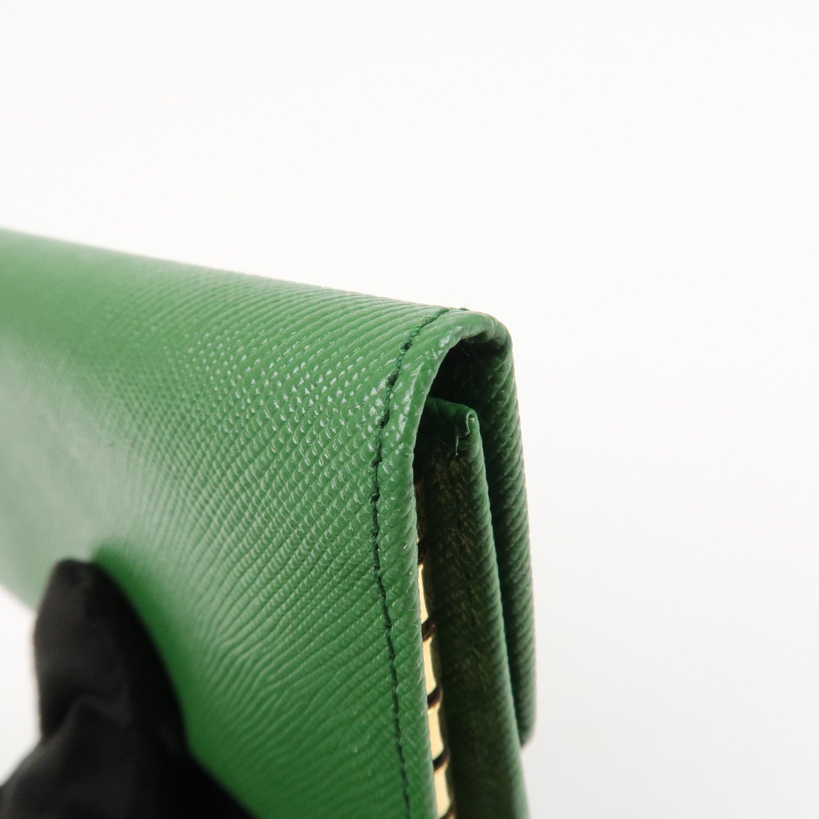 PRADA Logo Saffiano Leather 6 Rings Key Case Green 1M0222