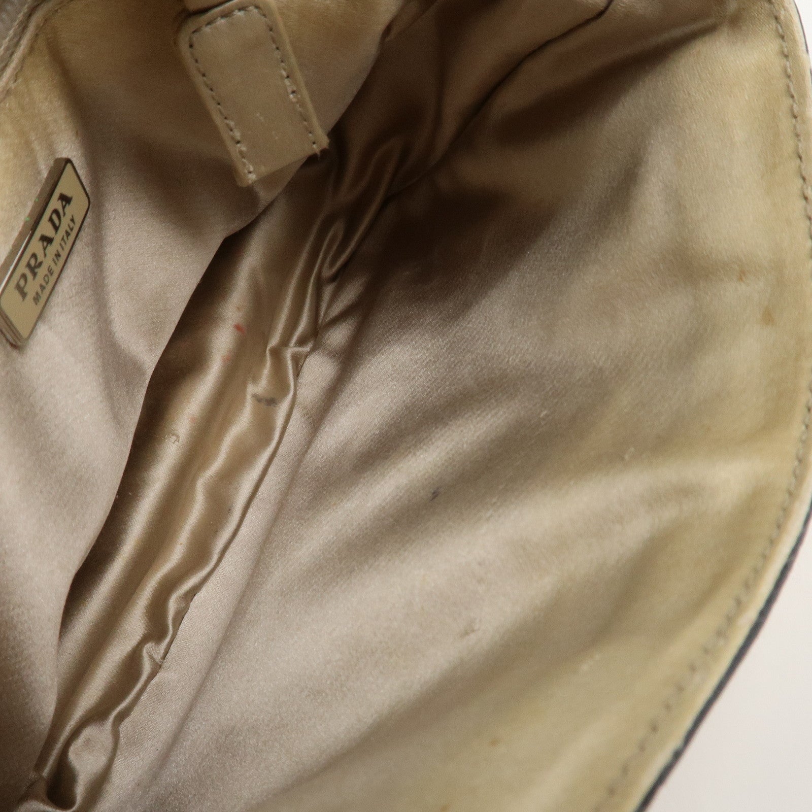 PRADA Logo Leather Shoulder Bag Hand Bag Ivory