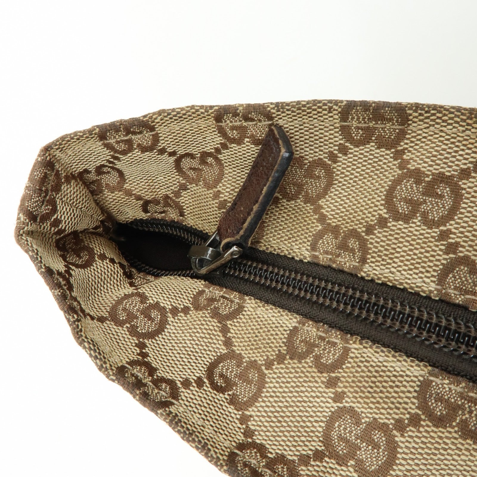 GUCCI Sherry GG Canvas Leather Tote Bag Hand Bag Brown 131228