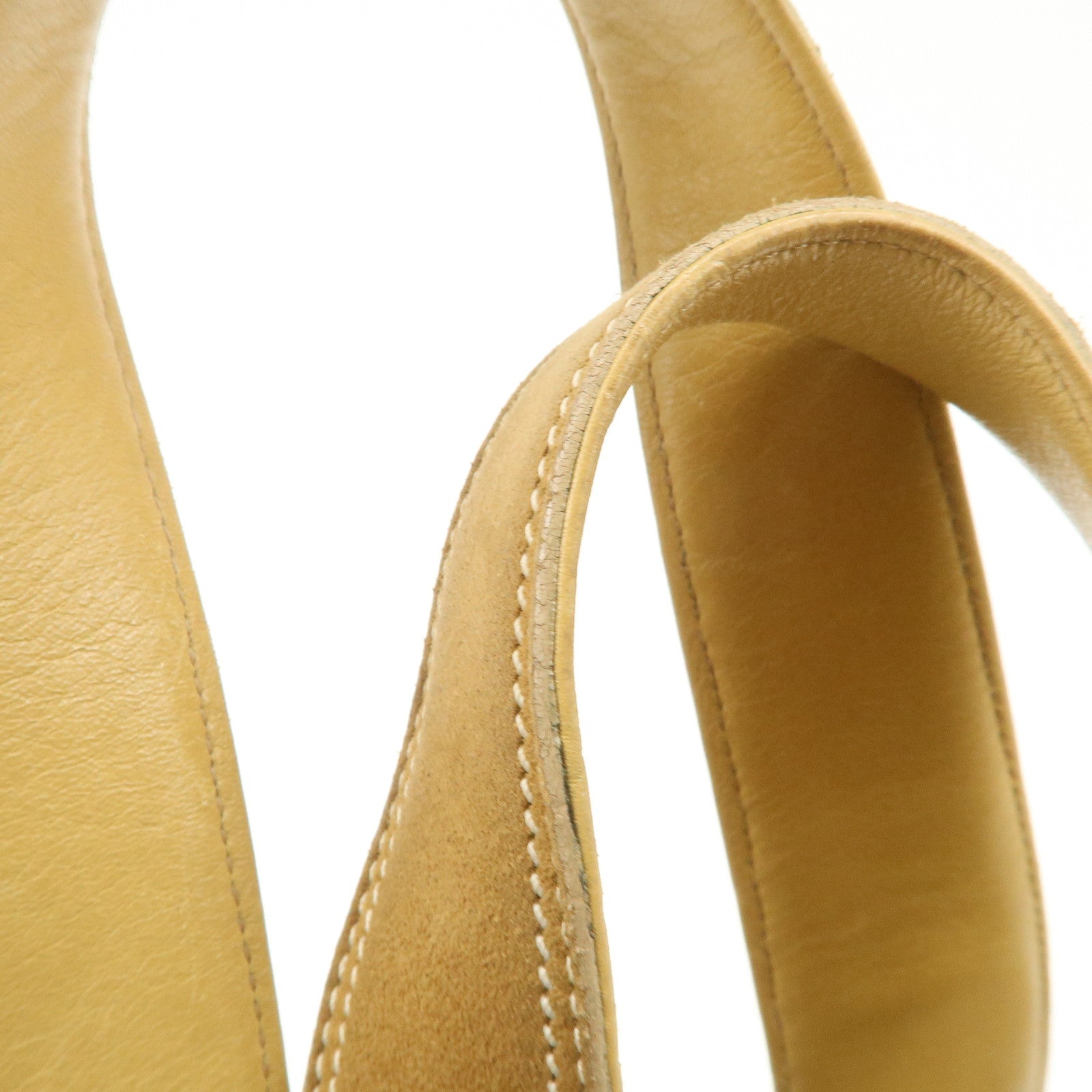 LOEWE Anagram Leather Suede Punching Boston Bag Beige Used