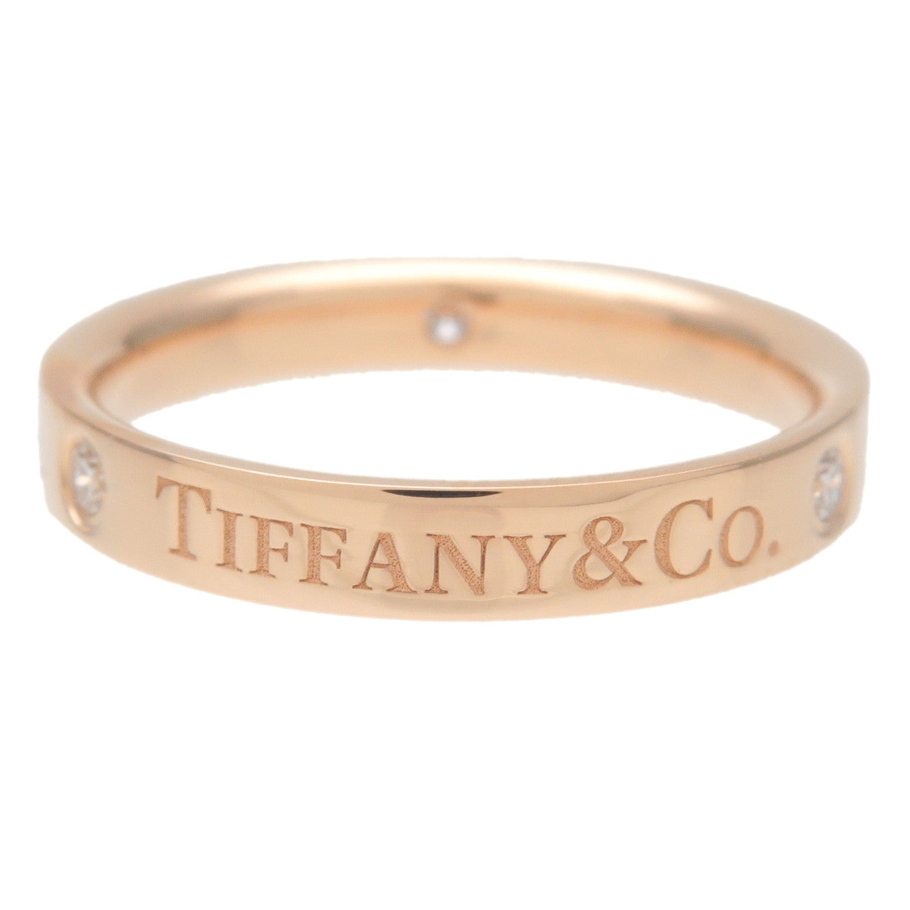 Tiffany & Co Flat Band Ring 3P Diamond 750PG Rose Gold US5 EU49 Used