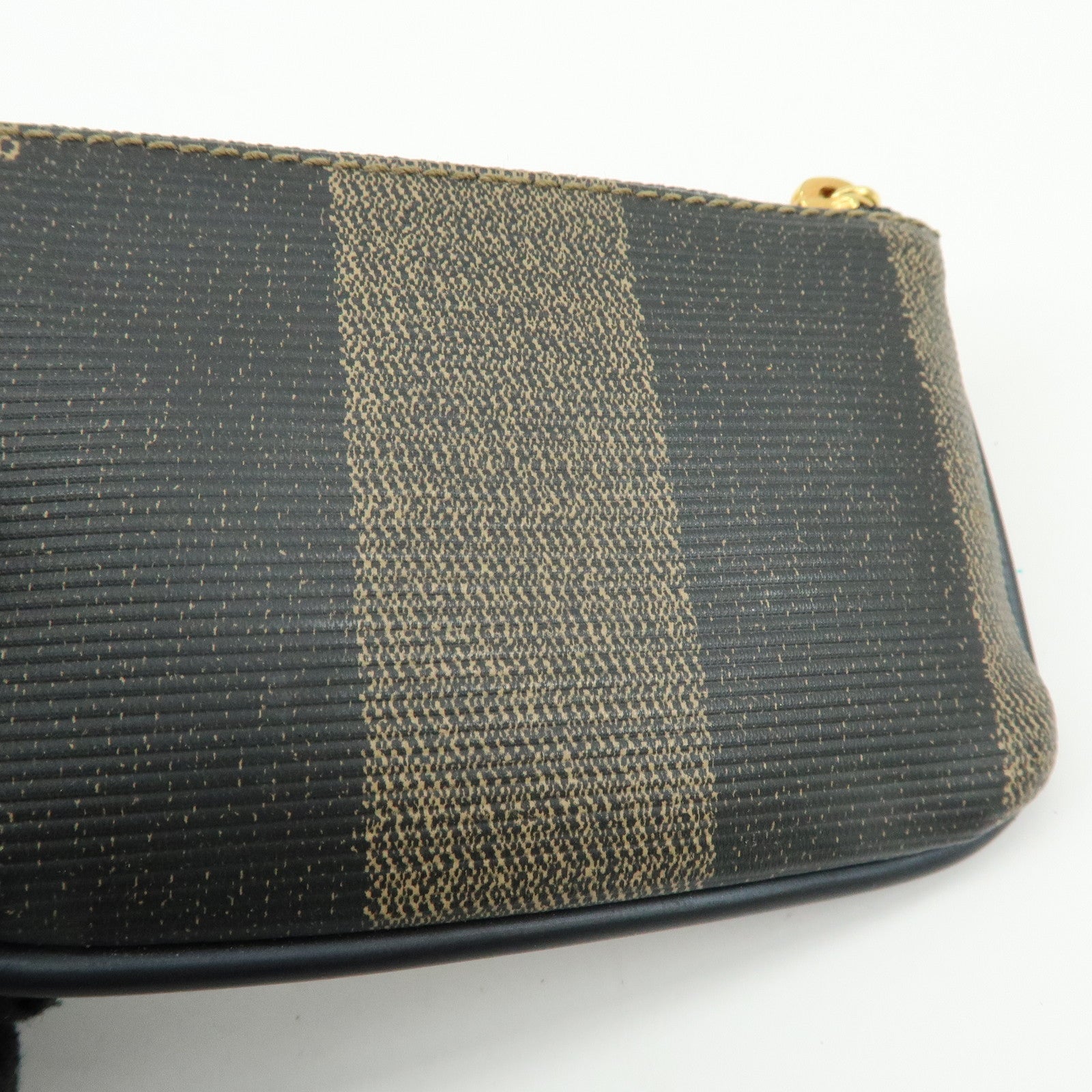 FENDI Pequin PVC Coated Canvas Coin Case Black Beige