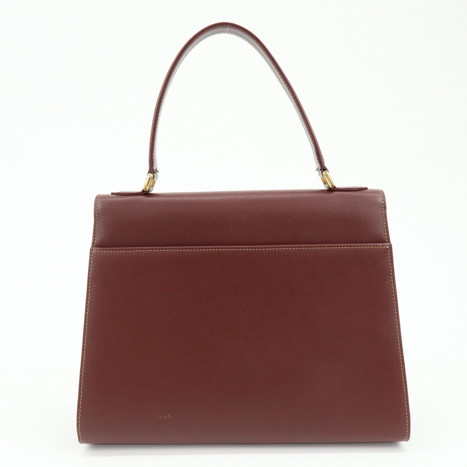 Cartier Must de Cartier Calf Skin Hand Bag Tote Bag Bordeaux