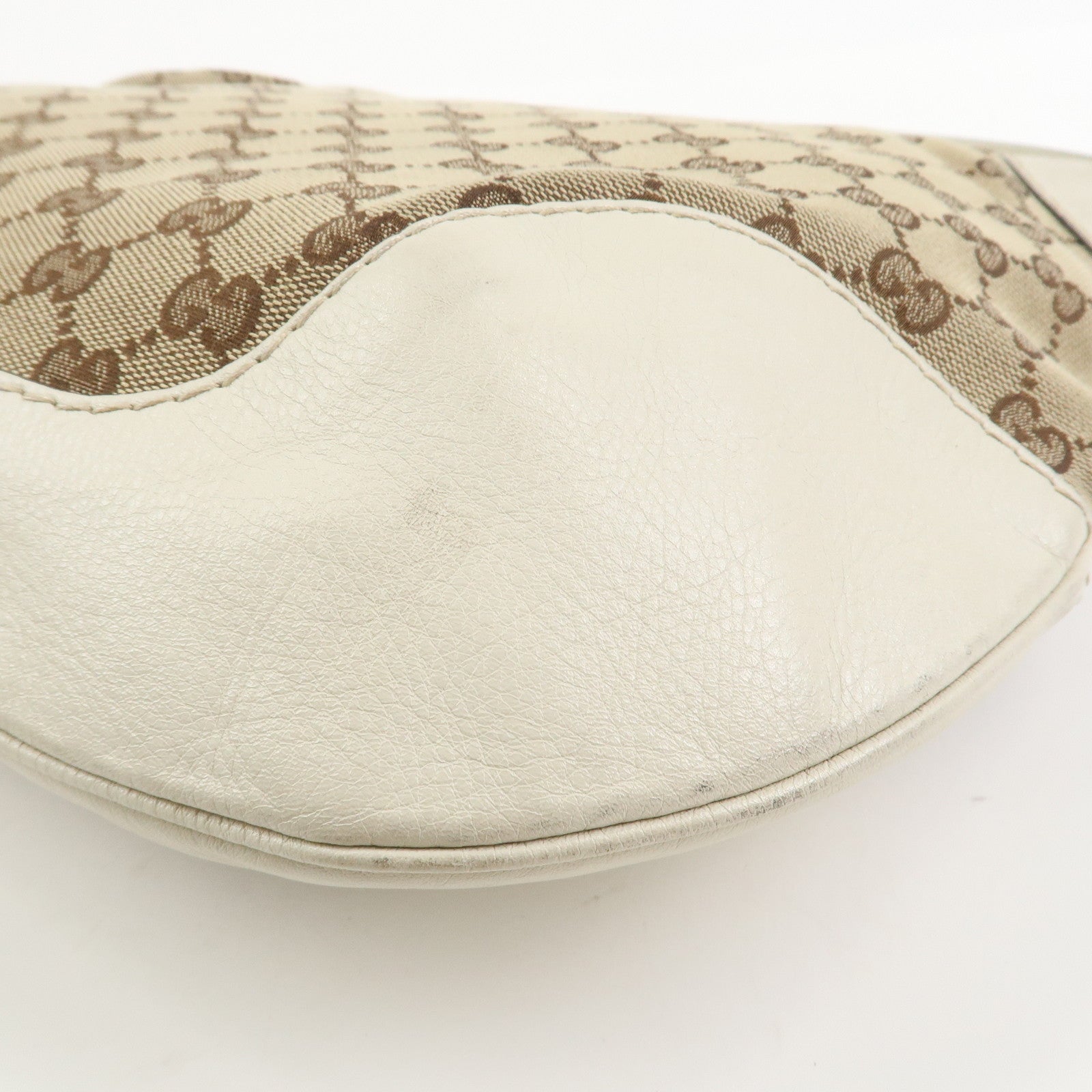 GUCCI GG Canvas Leather Shoulder Bag Brown Ivory 211810