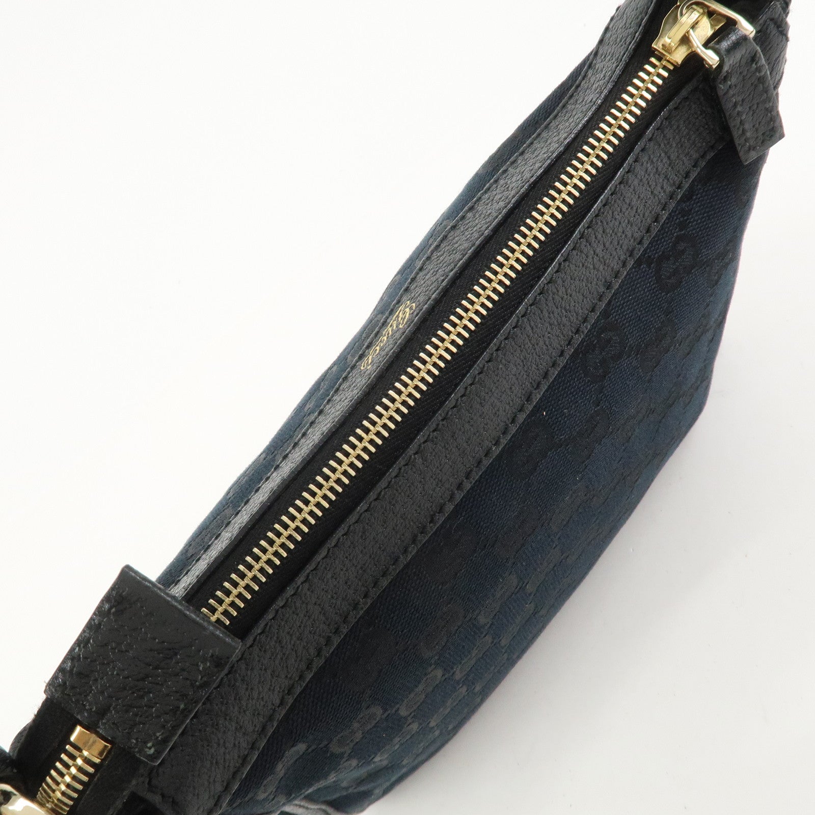 GUCCI GG Canvas Leather Shoulder Bag Hand Bag Black 146244