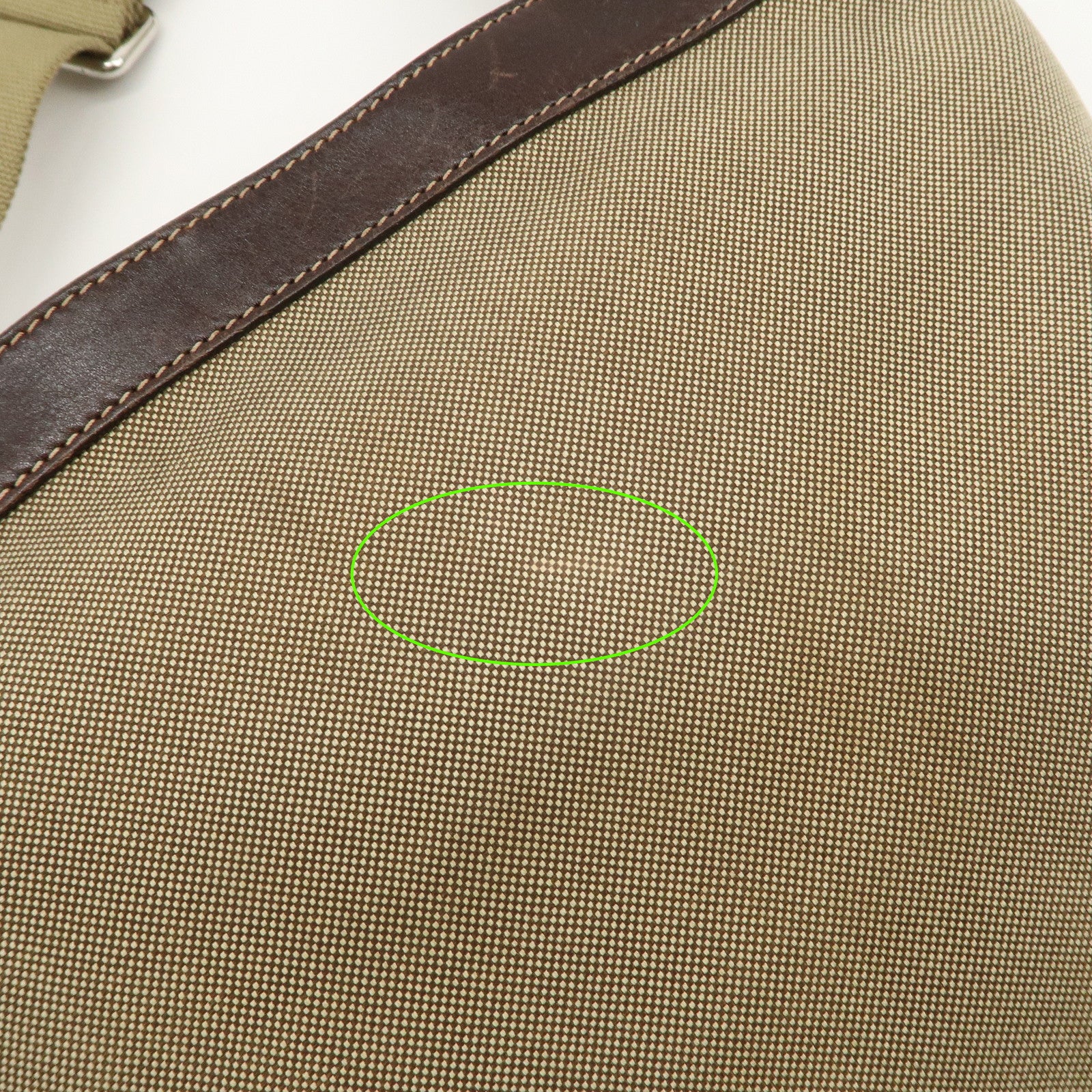 PRADA Logo Jacquard Leather Shoulder Bag Beige Brown BT0537