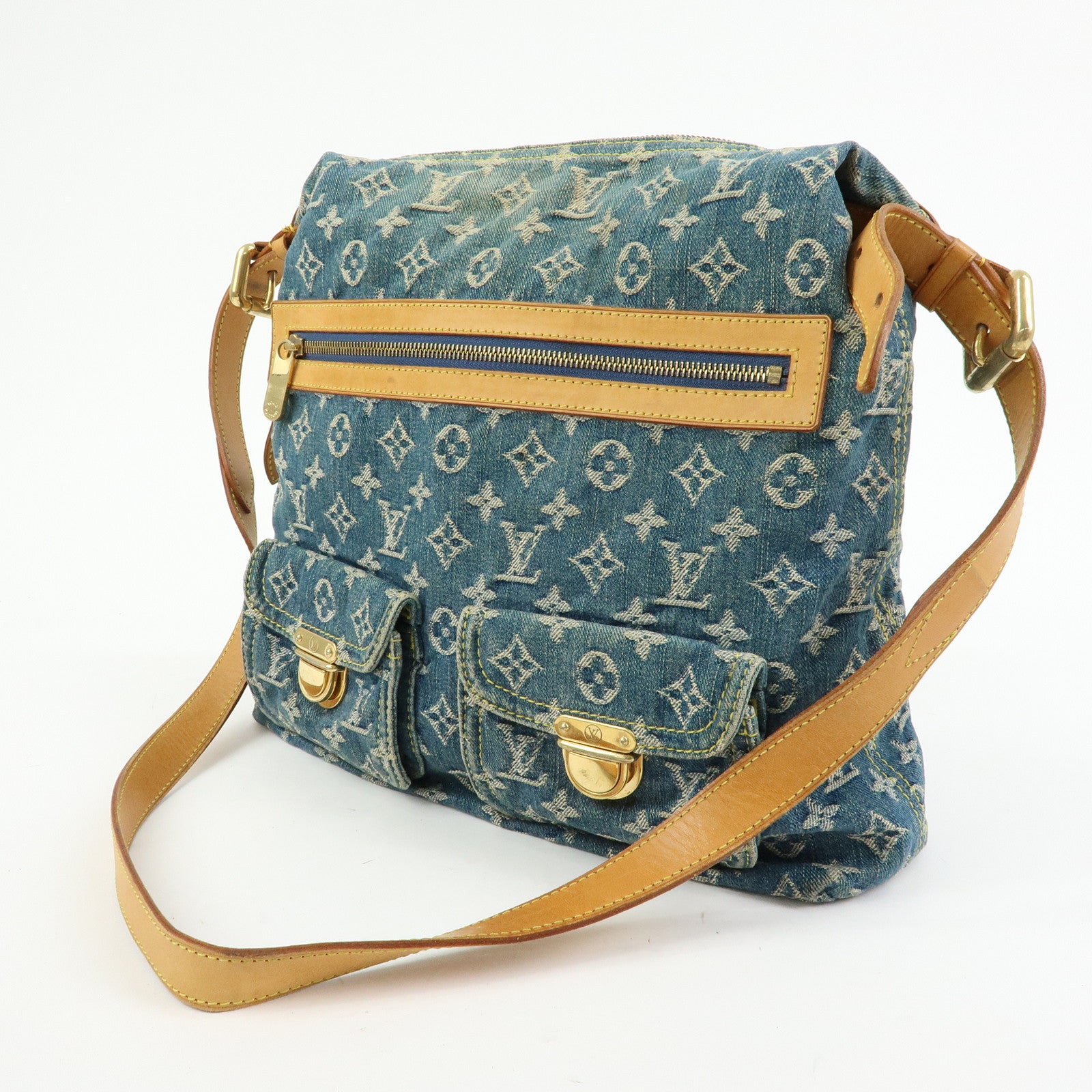 Louis Vuitton Monogram Denim Baggy GM Shoulder Bag Blue M95048