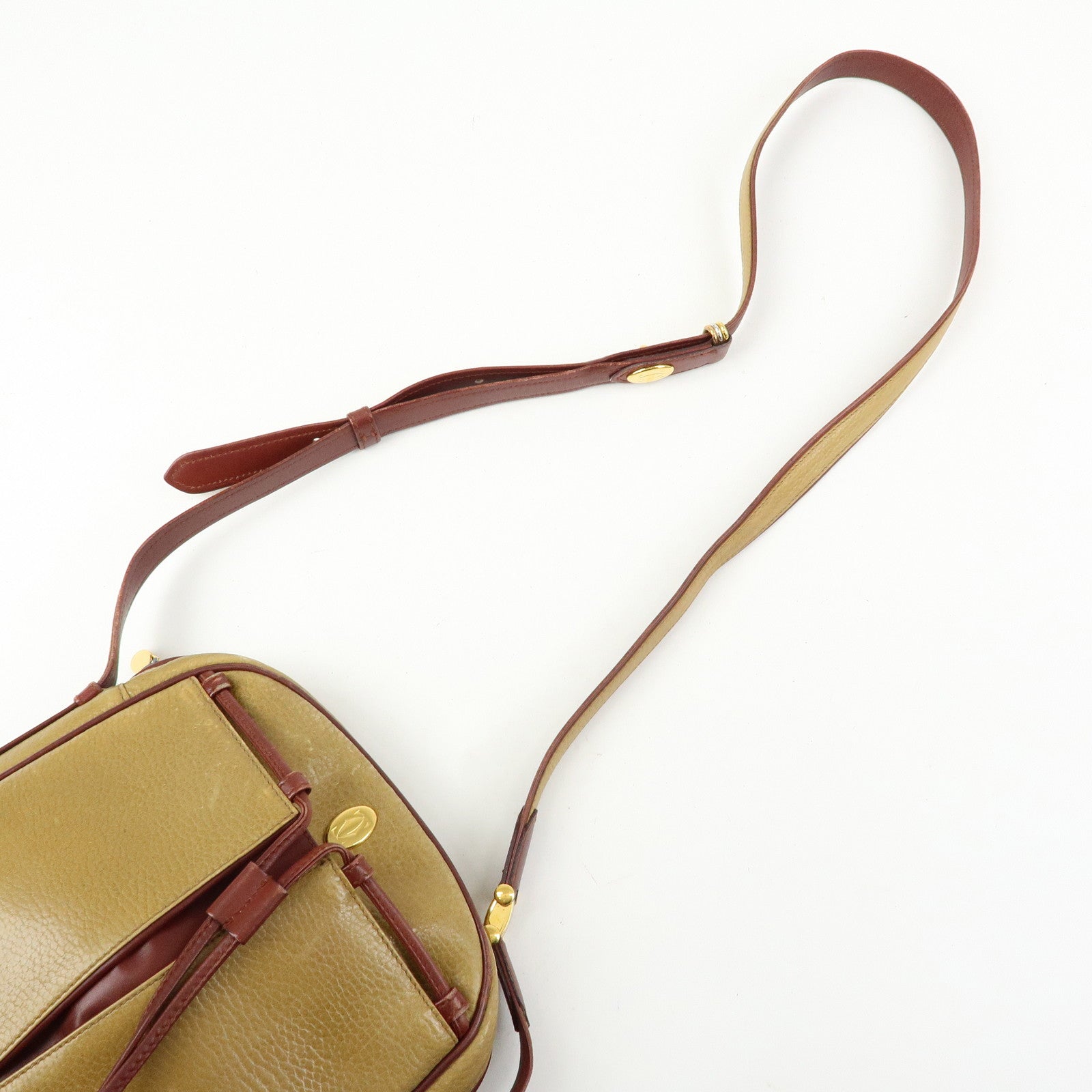 Cartier Must de Cartier Leather Shoulder Bag Crossbody Bag Beige
