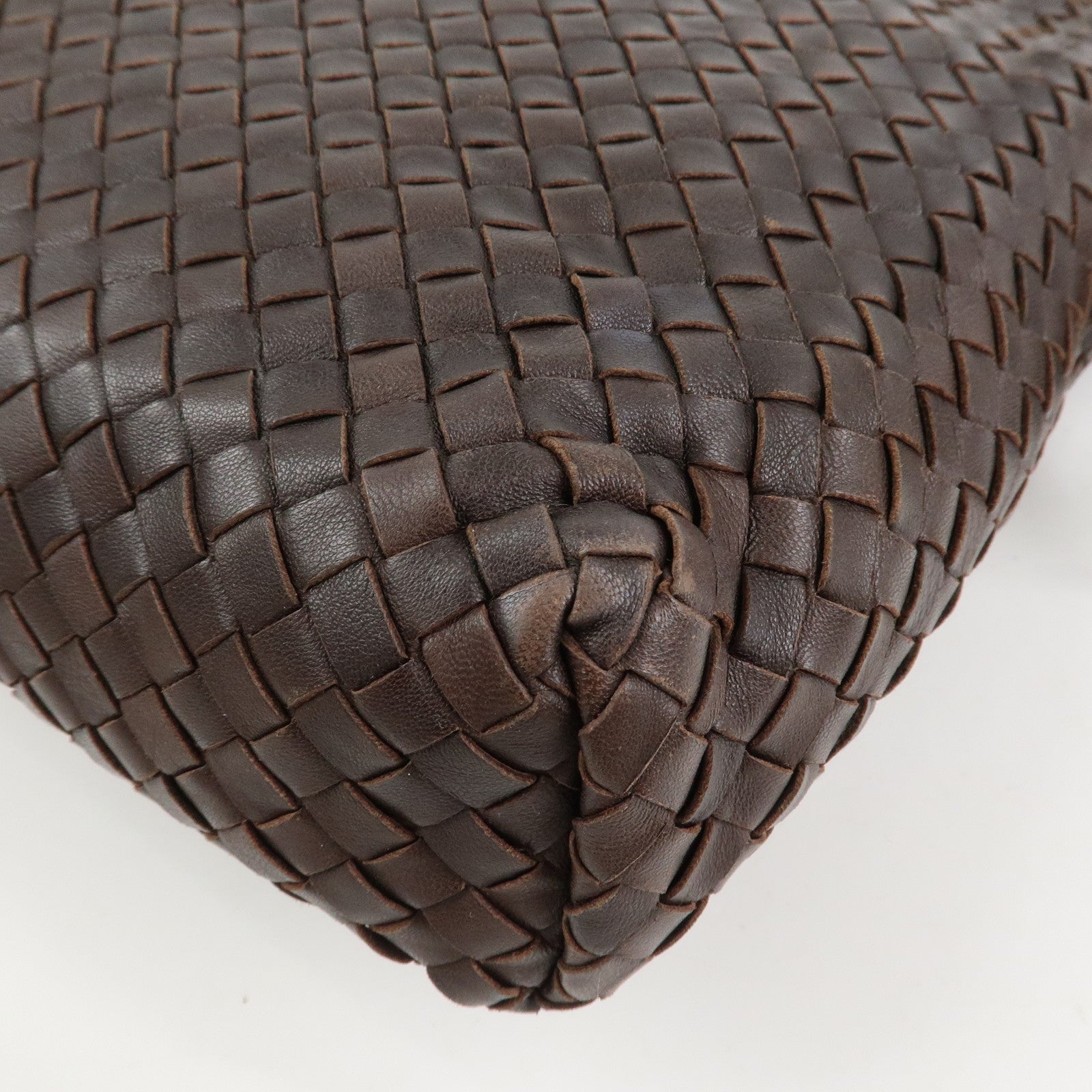 BOTTEGA VENETA Intrecciato Leather Shoulder Bag Crossbody Bag Brown