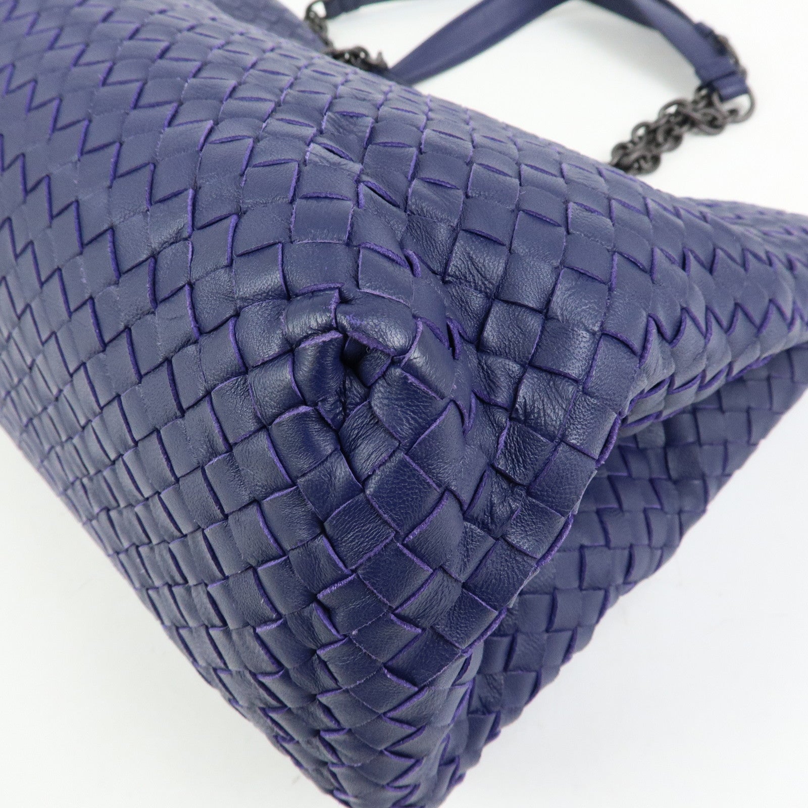 BOTTEGA VENETA Intrecciato Leather Shoulder Bag Tote Bag Blue