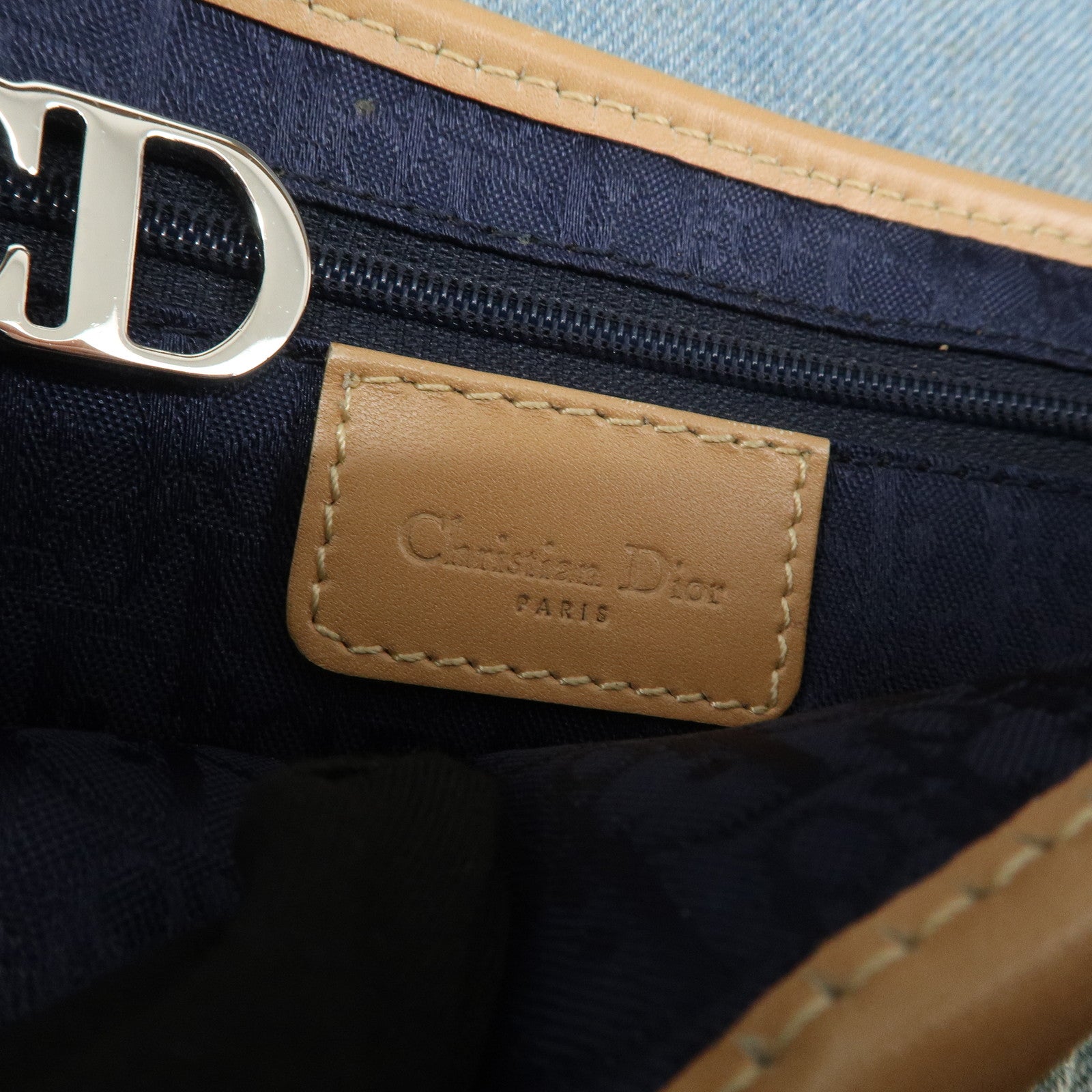 Christian Dior Saddle Denim Leather Shoulder Bag Crossbody Bag