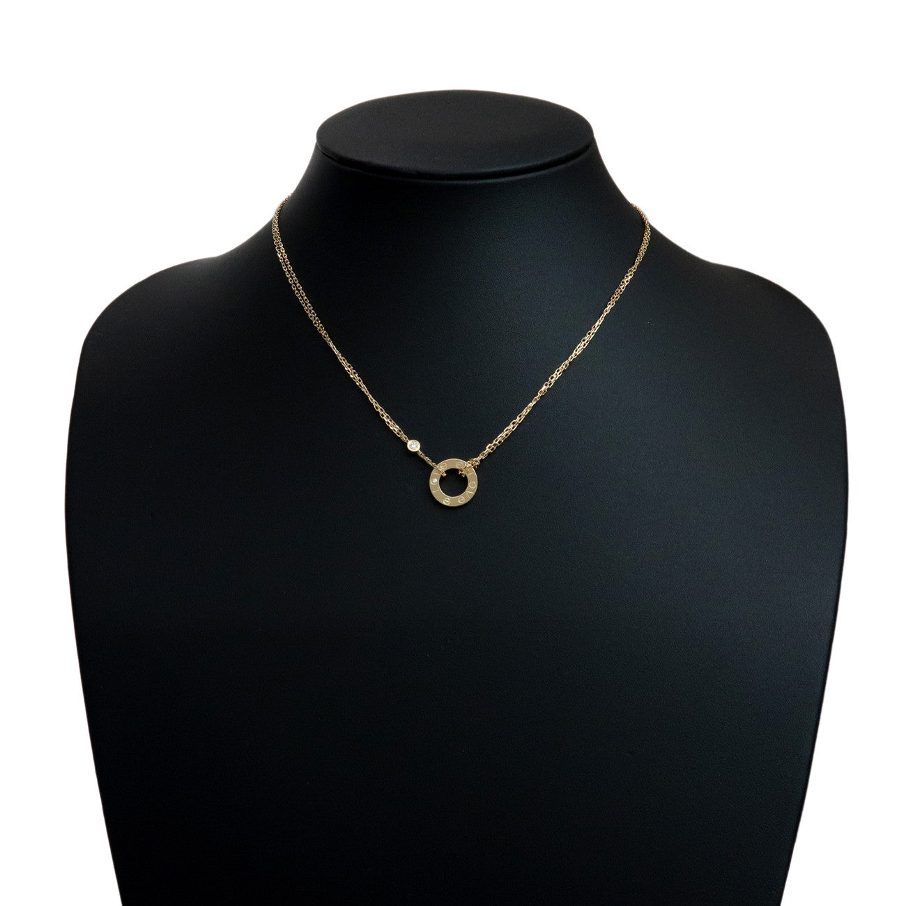 Cartier Love Circle 2P Diamond Necklace K18YG 750YG Yellow Gold