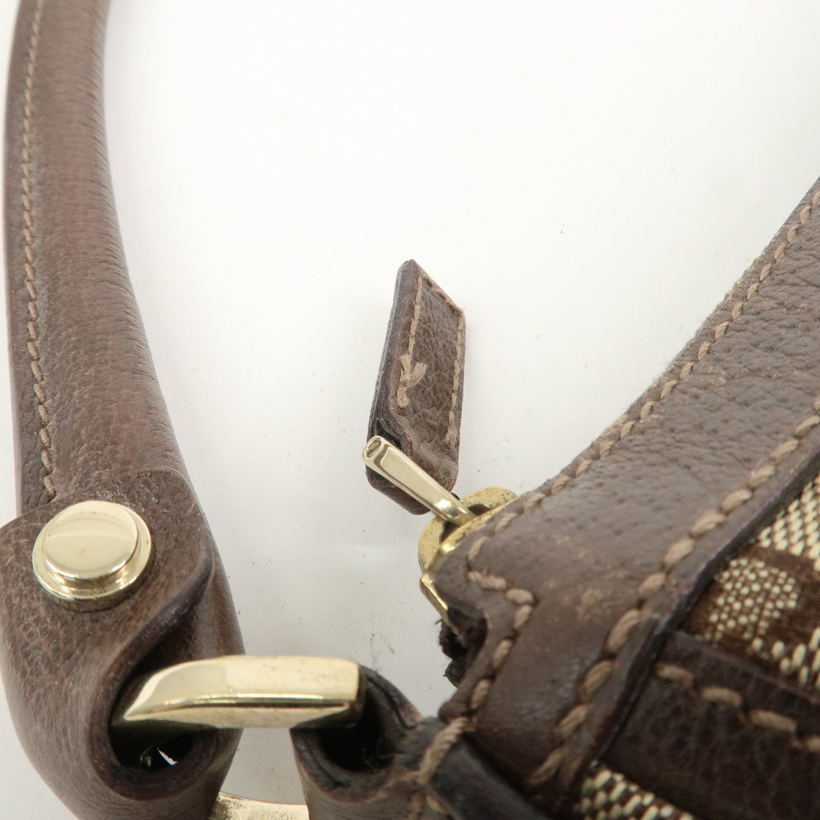 GUCCI GG Canvas Leather Shoulder Bag Hand Bag Beige Brown 146244