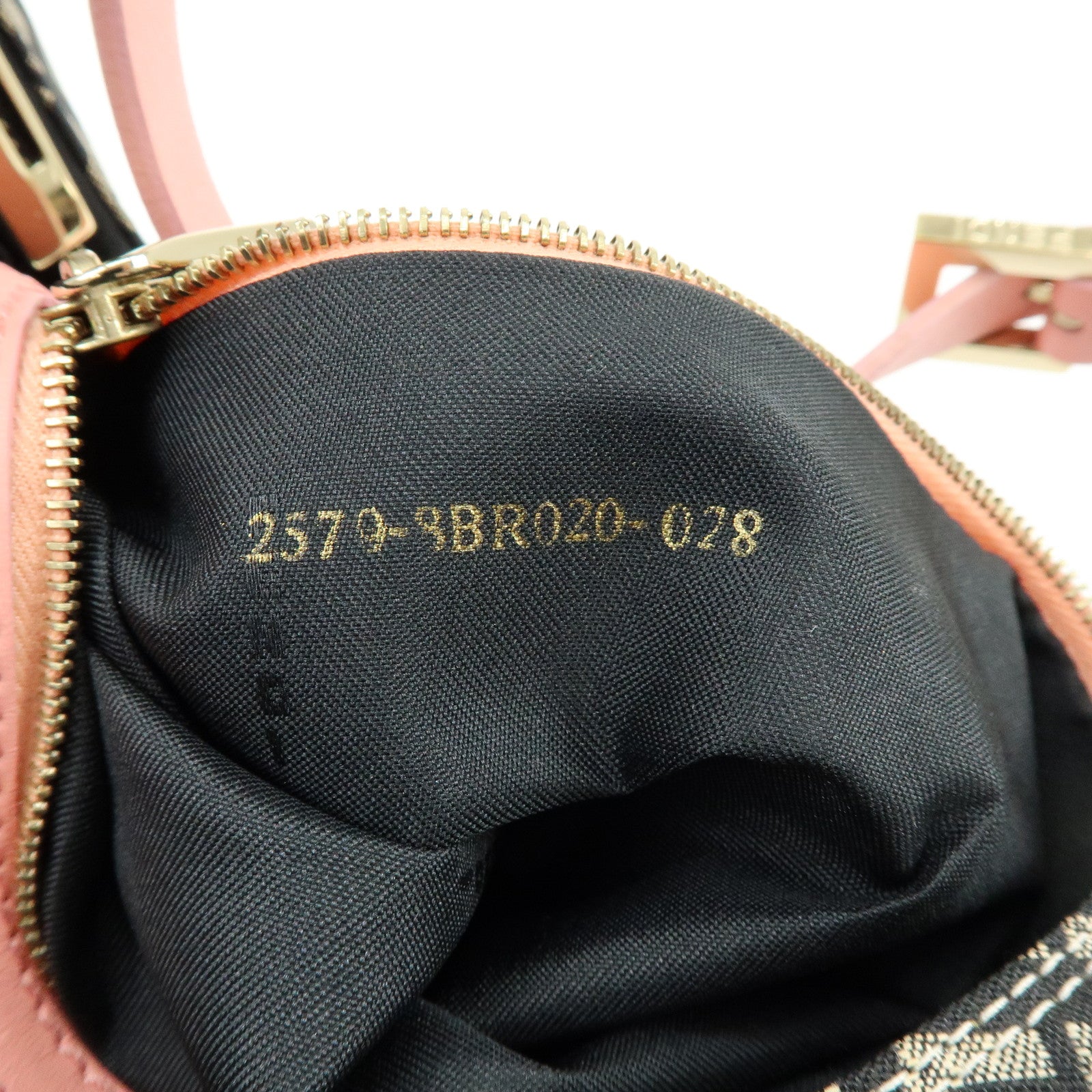 FENDI Zucchino Canvas Leather Shoulder Bag Black Pink 8BR020