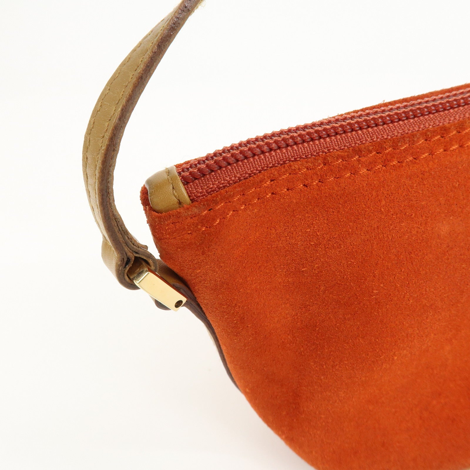 GUCCI Suede Leather Accessory Pouch Hand Bag Orange 039.1103